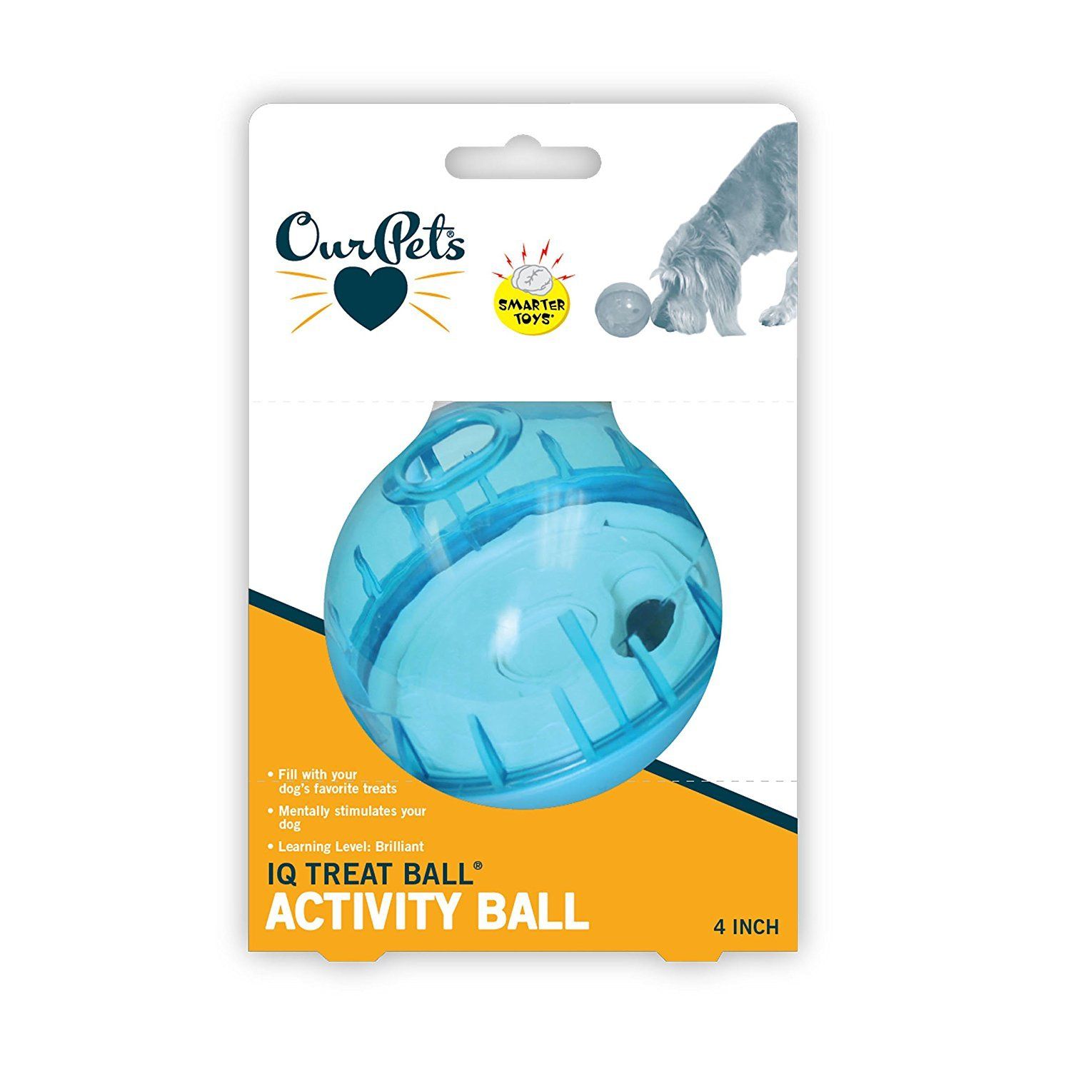 OurPets IQ Treat Ball Interactive Food Dispensing Dog Toy, 4 Inches (2 Pack)(colors may vary)