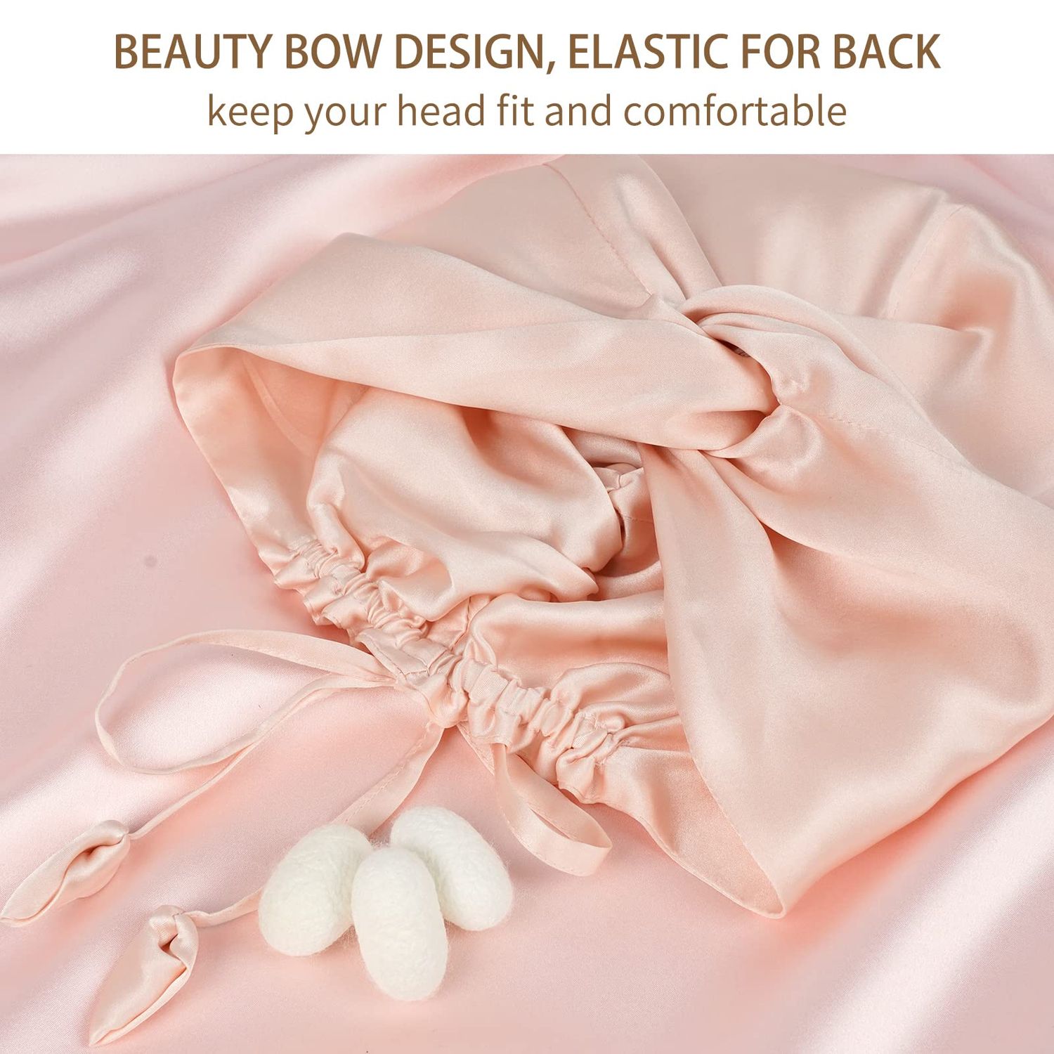 OLESILK 22 Momme Silk-Bonnet for Sleeping, 22 Momme 100% Mulberry Silk Sleep Cap for Women, Silk Hair Wrap for Curly Hair, Pink