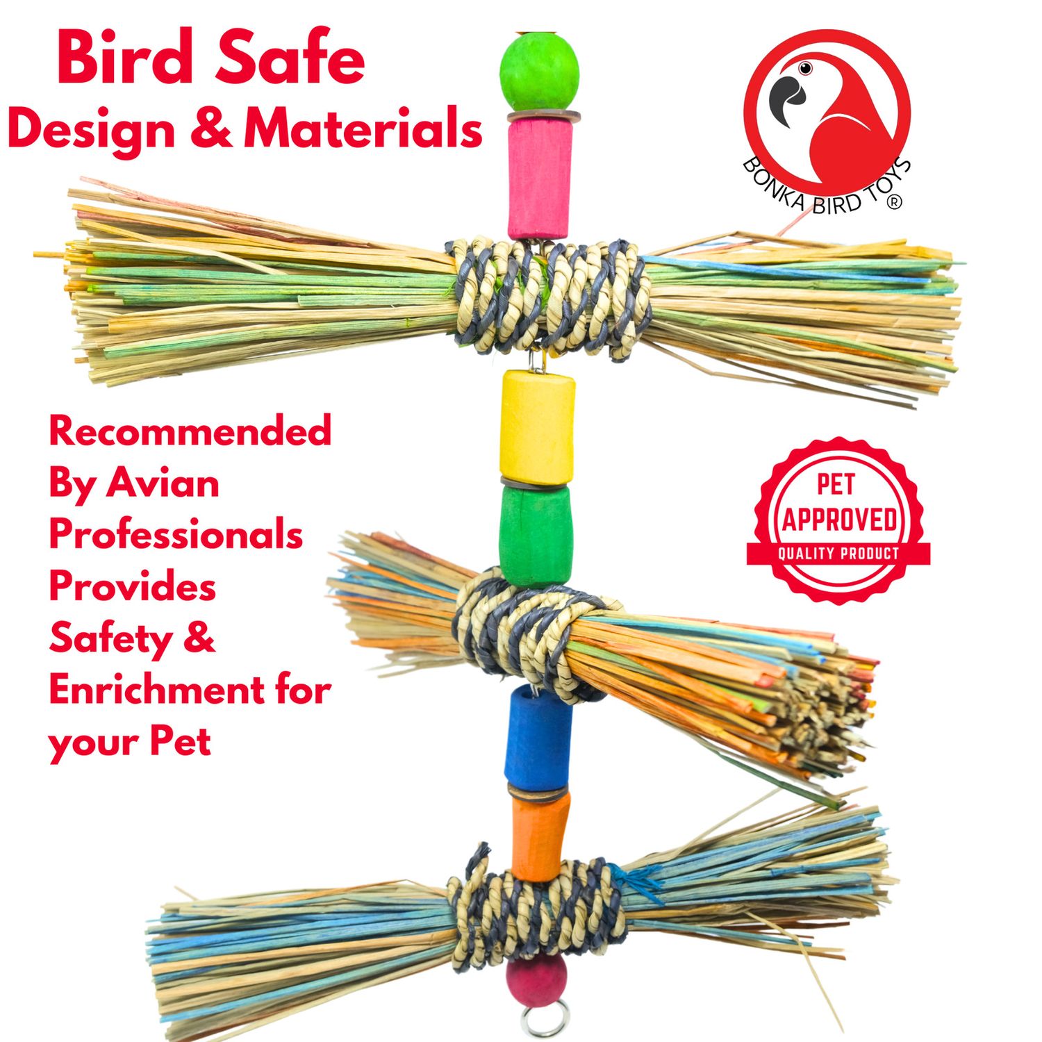 Bonka Bird Toys 2661 Straw Stepper Natural Chew Preen Peck Parrot Cage Toy Pet