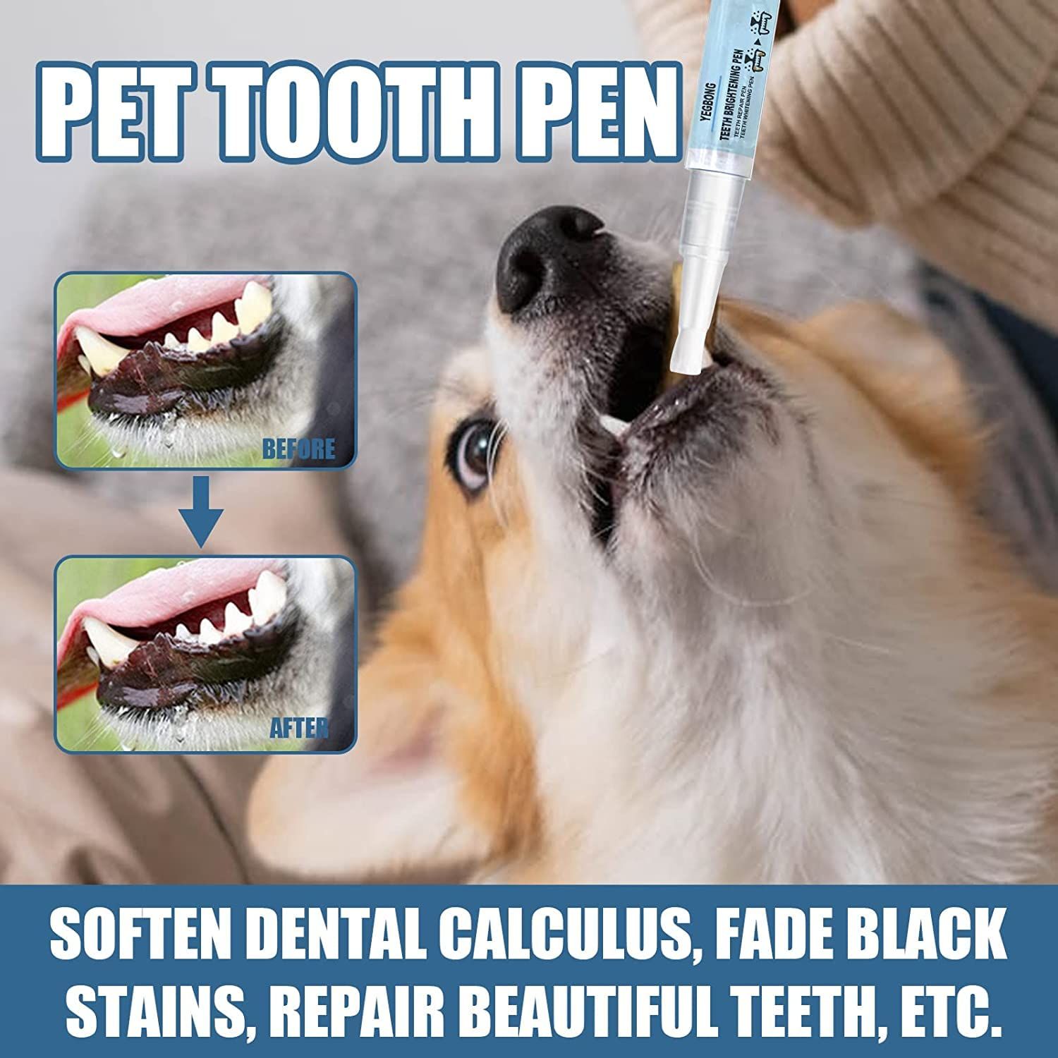 Pet Dog/Cat Teeth Cleaning Pen for Dental Care,Pet Teeth Whitening Pen Tool，Dog Tartar Dental Stone Cleaning 5ML