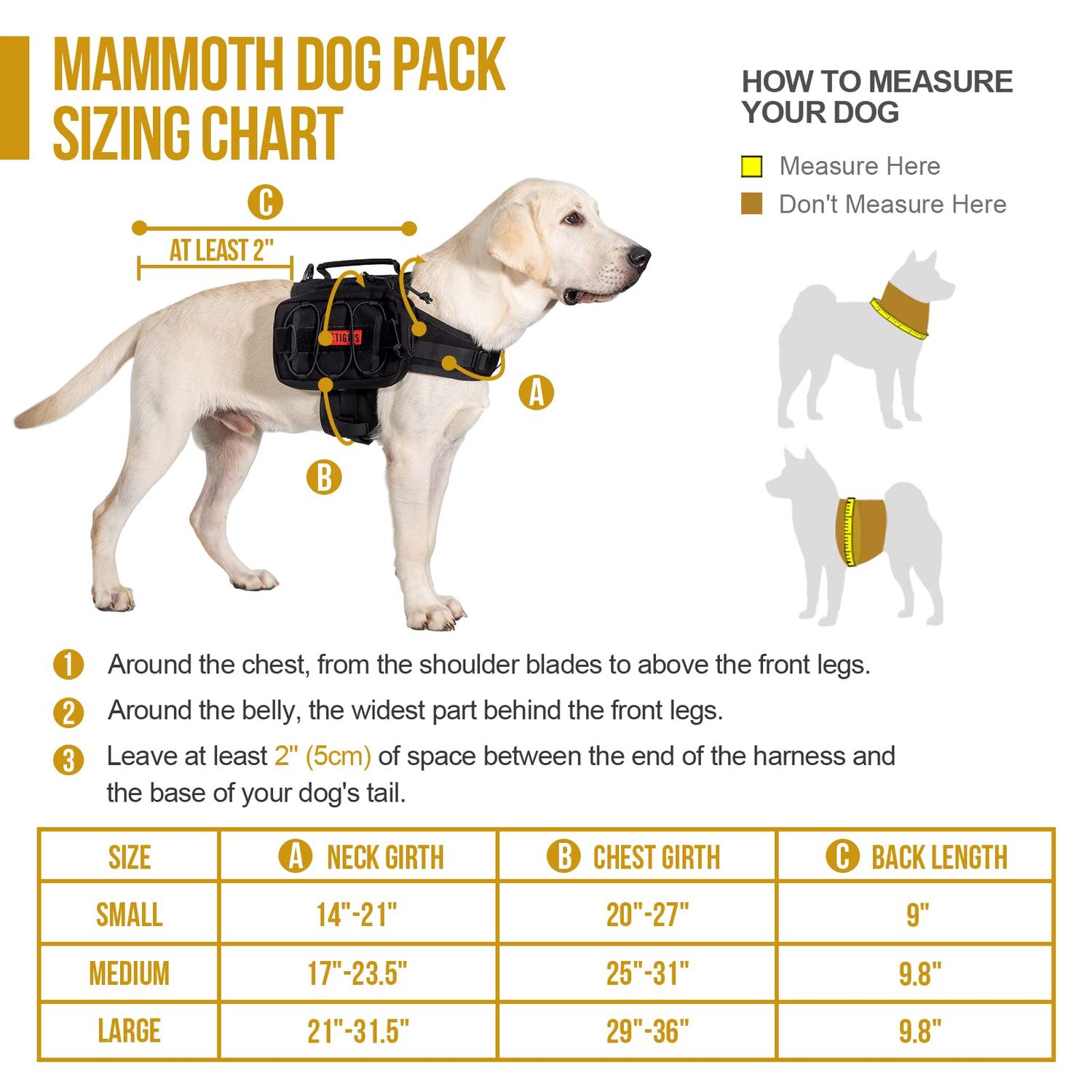 OneTigris Dog Backpack for Hiking Nylon Dog Harness Backpack with Side Pockets for Large Dog with 22"-31.5" Neck Girth and 29"-35.8" Chest Girth (Black)