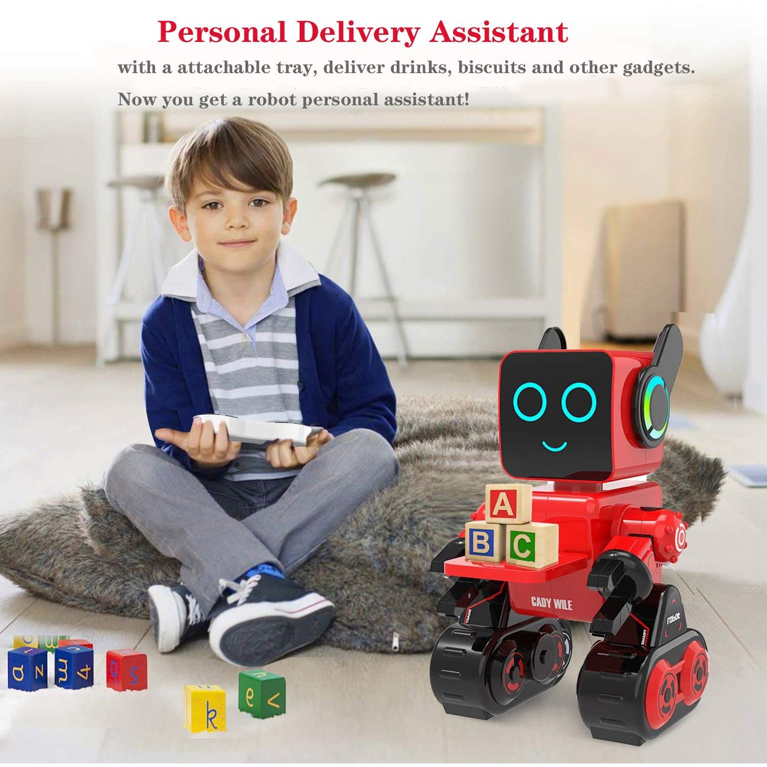 Remote Control Toy Robot for Kids, Programmable RC Robot, Touch & Sound Control, Speaks, Dance Moves, Plays Music. Built-in Coin Bank.Rechargeable Robot Kit for Boys,Girls for Age 8 Years and up