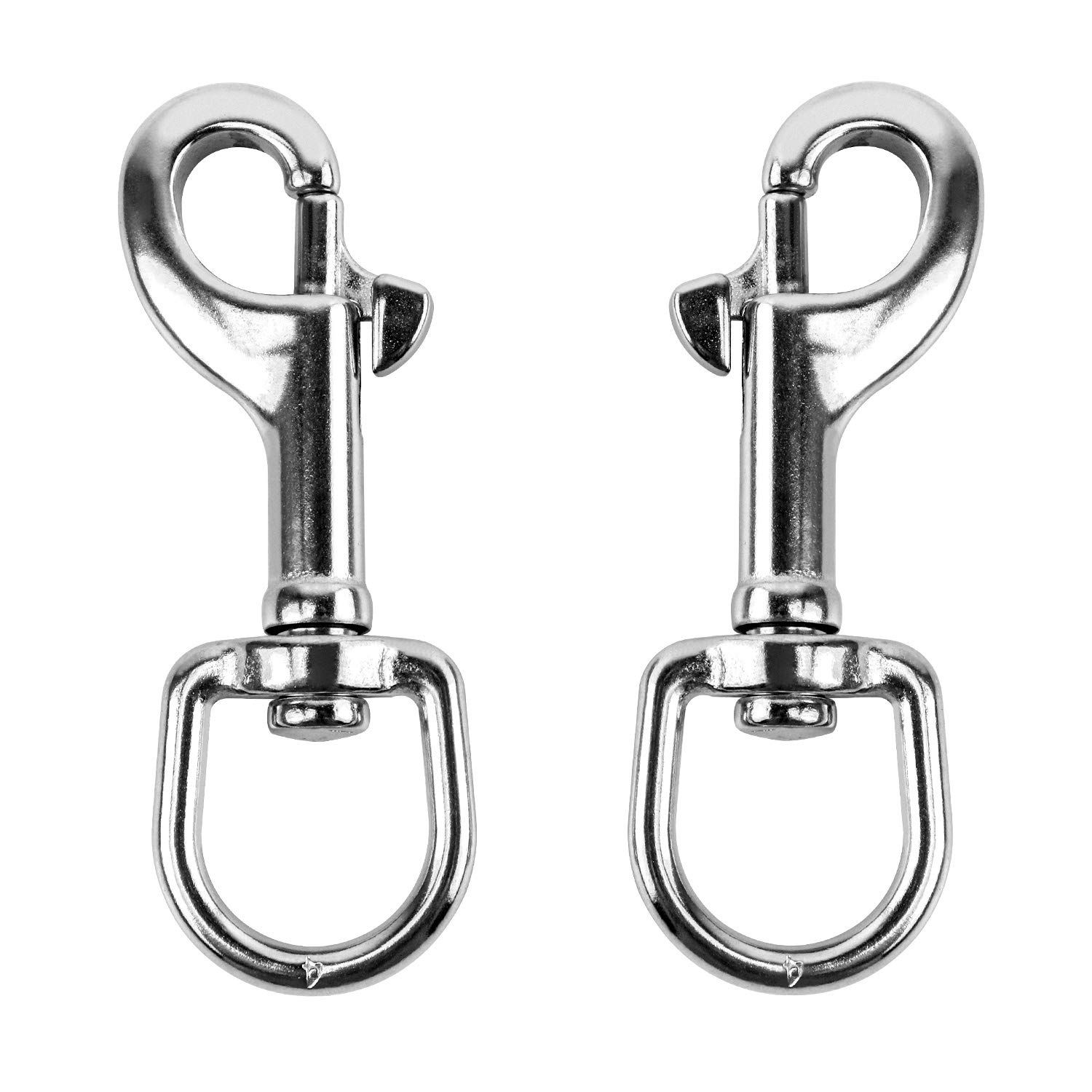 QWORK 3-1/2"Swivel Eye Bolt Snap Hook, 2Pcs, 316 Stainless Steel Single Ended Trigger Snap Clips for Diving/Pet Leash/Key Chain/Flag/Clothes Line