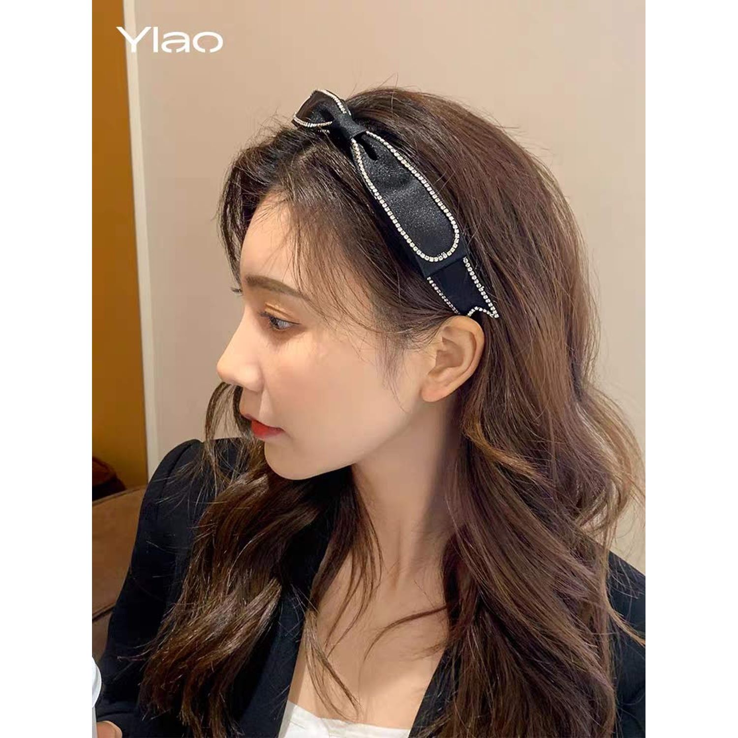 Sluxa Hair Accessories For Women，Designer Headbands For Women， Fashion Diamond Bow Bling Glitter Stylish Head Bands for Women Girls.