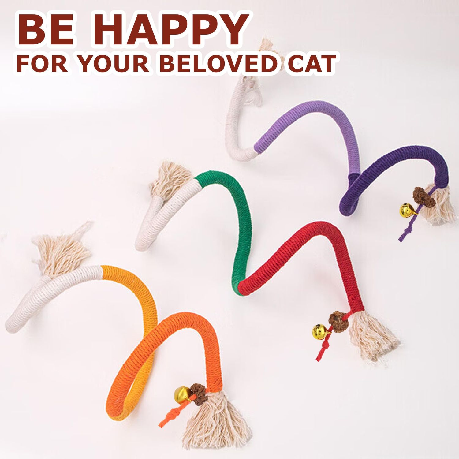 Leoezx™ Sisal Rope Cat Toys (3PCS), Cat Chew Teeth Toys, Interactive Cat Teething Toys, Cat Tooth Cleaning, Cat Bell Toys