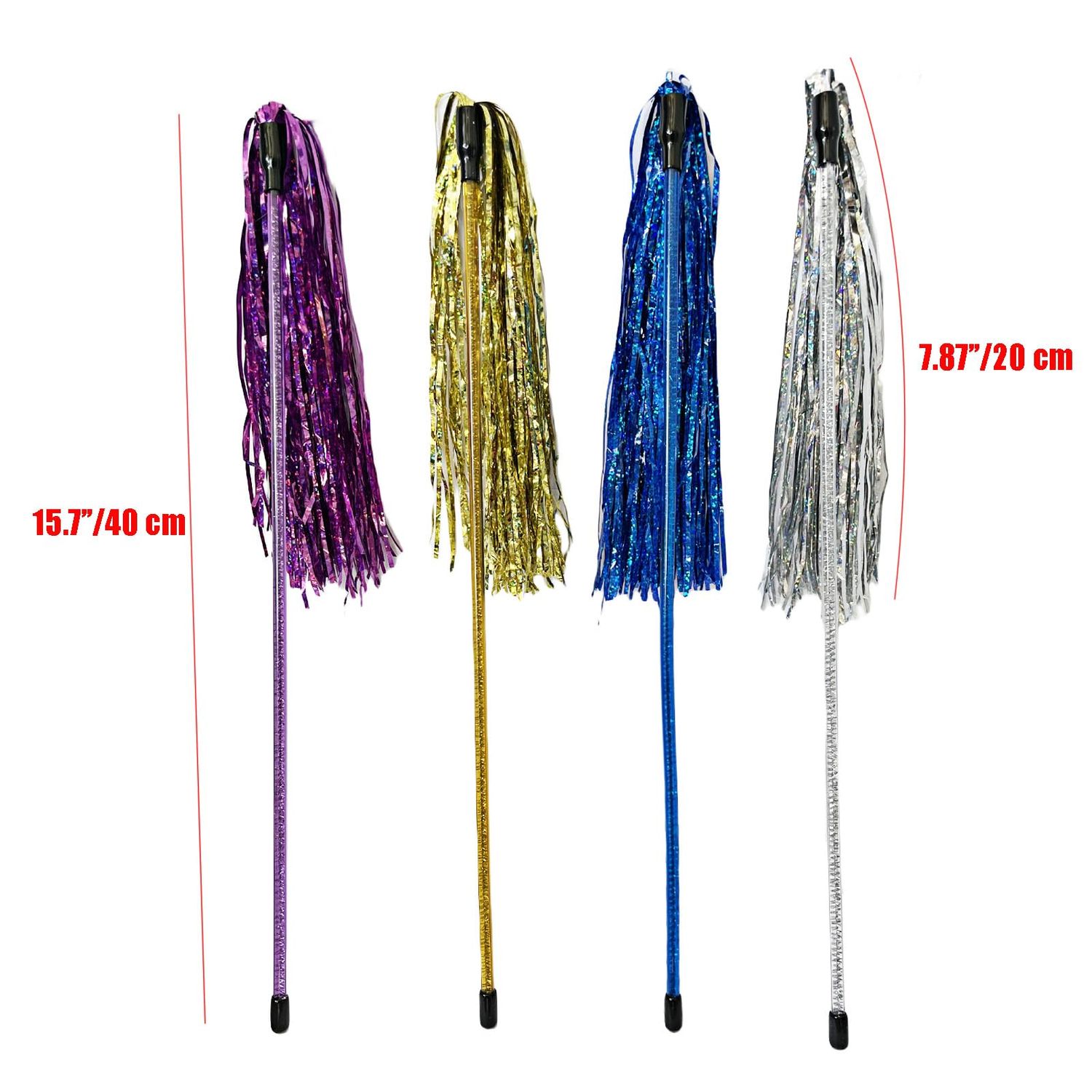 IUHKBH Cat Wands, 4 PCS Colorful Cat Tassel Toys with Bell Interactive Cat Teaser Wand for Cat Kitten Having Fun Exerciser Playing