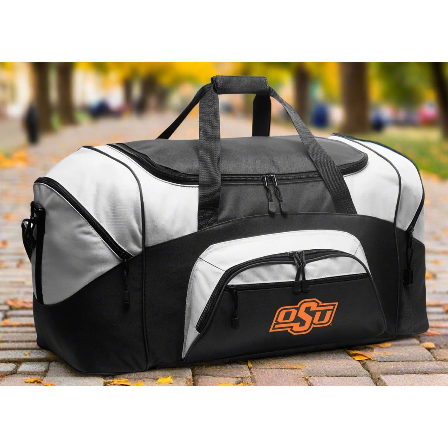 LARGE Oklahoma State Duffel Bag OSU Cowboys Suitcase or Gym Bag For Men Or Her (Black)