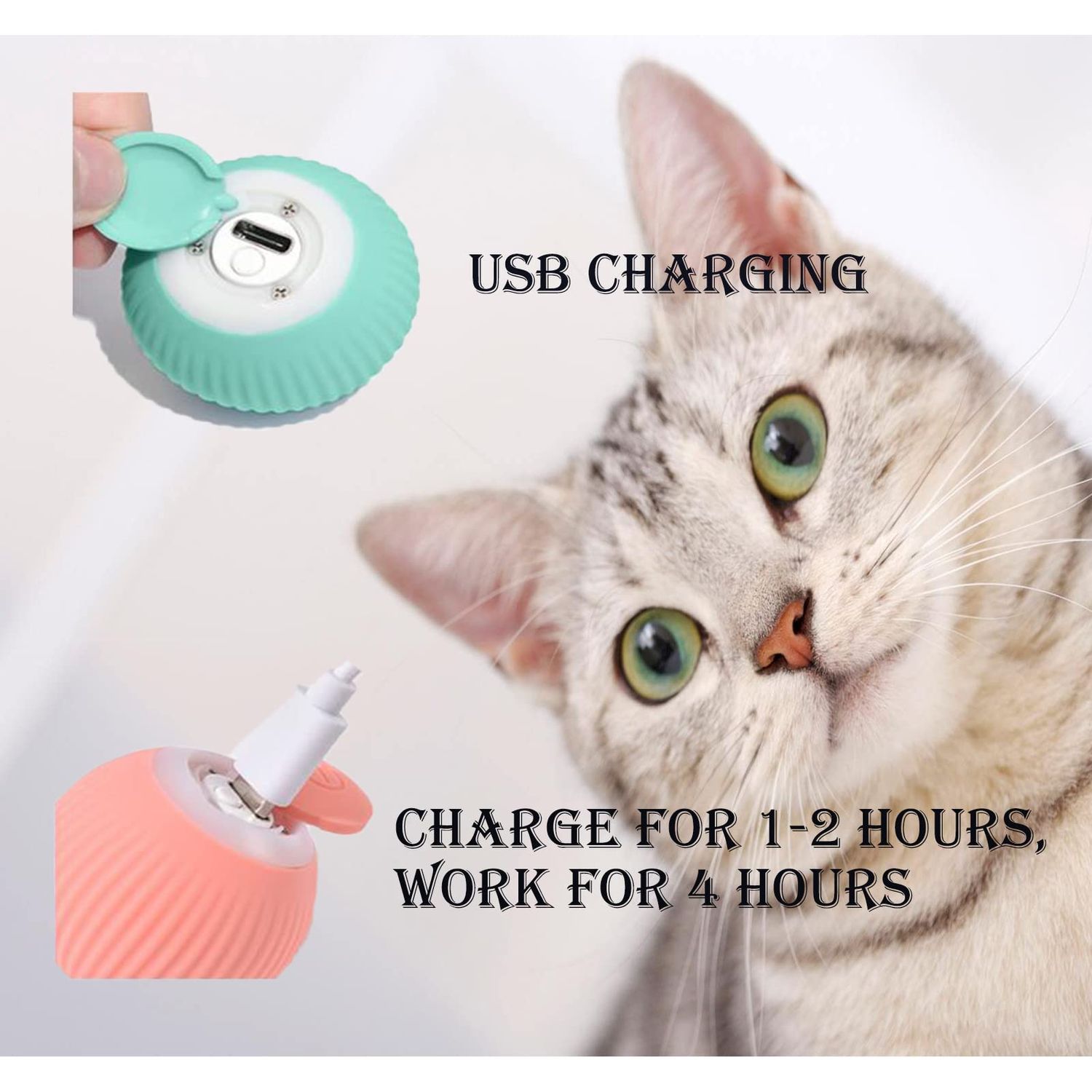 ZALBYUY Intelligent Interactive Cat Toys Ball with LED Lights, Cat Toys, Automatic Moving Rolling Ball for Indoor Cats, Cat Automatic Toy