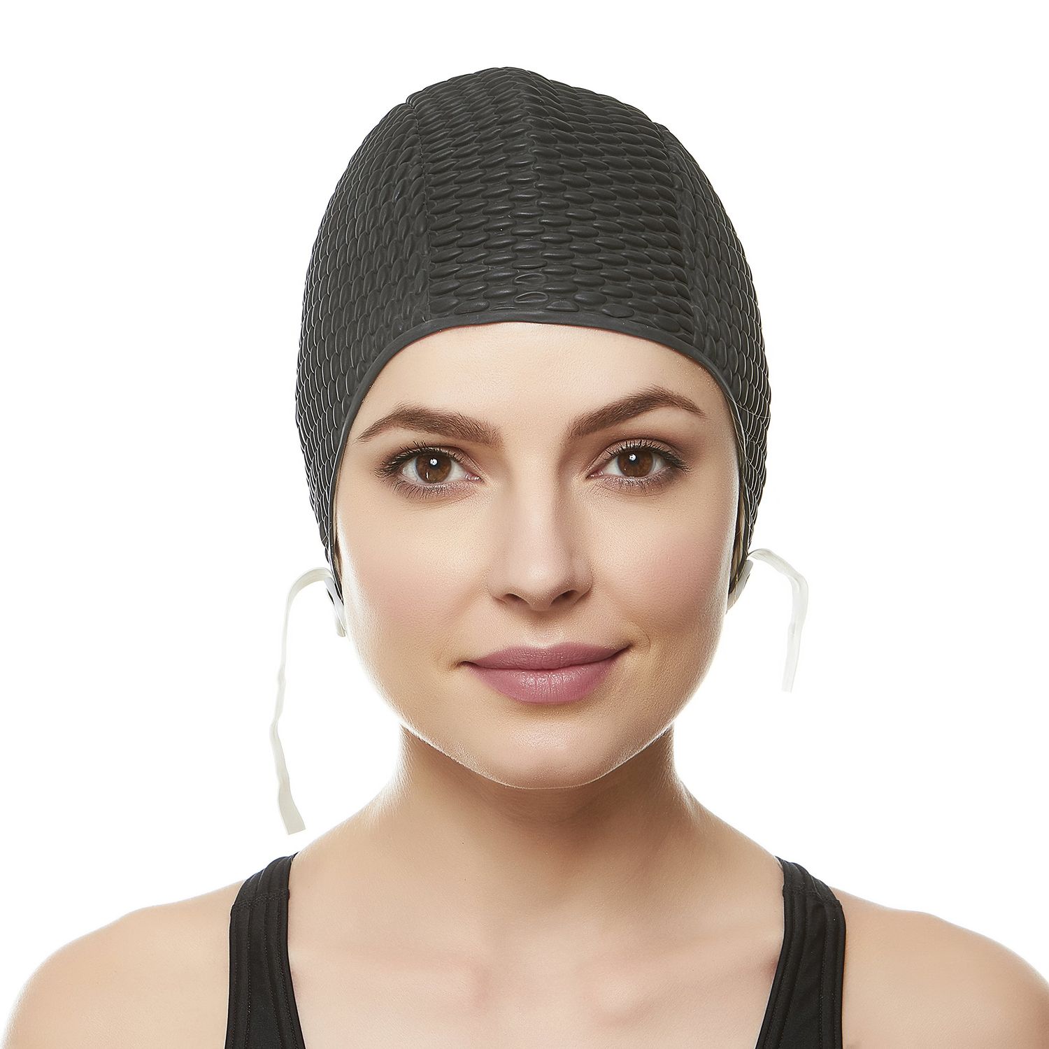 Beemo Swim Cap Women Chin Strap Swimming Caps- Black