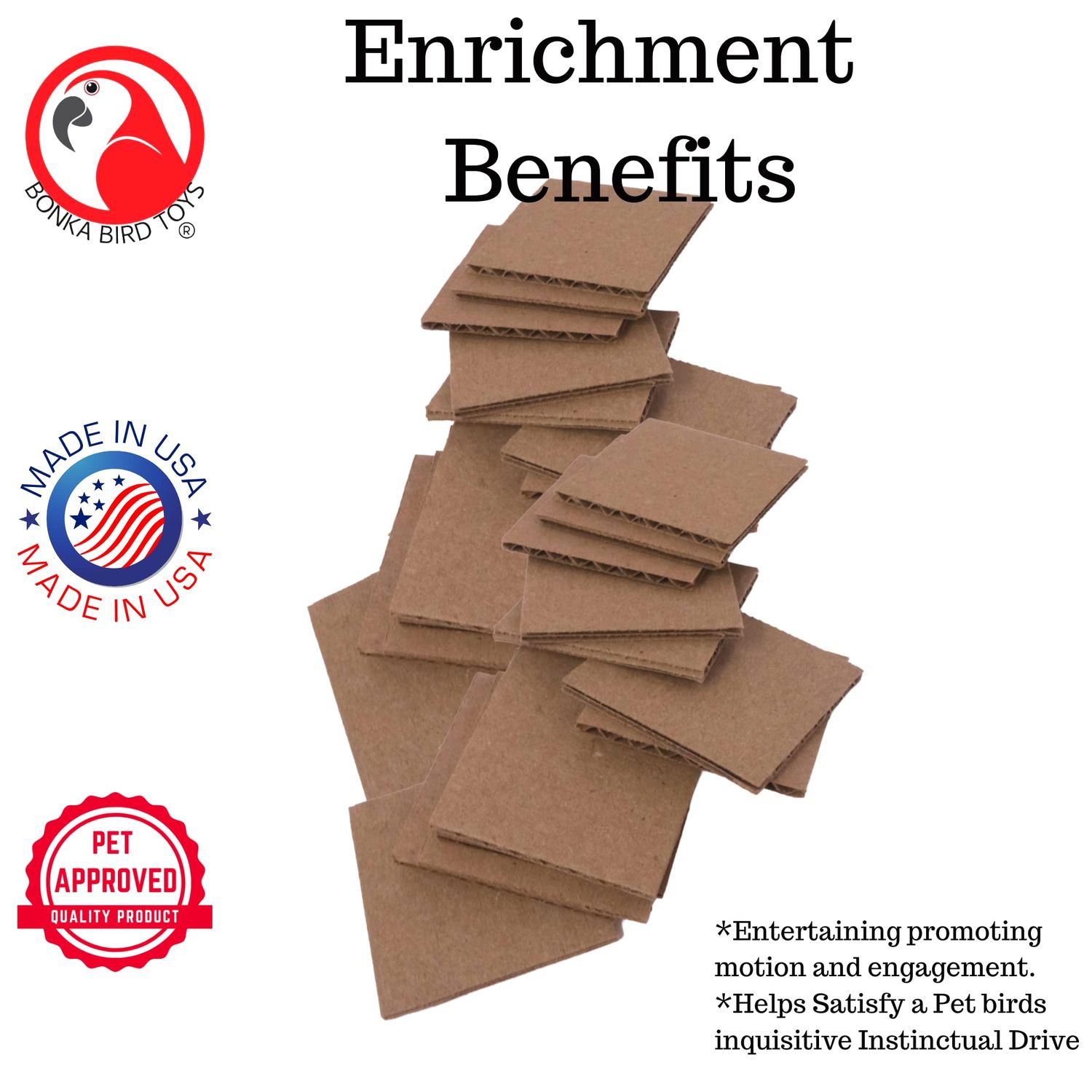 Bonka Bird Toys 2465 Pk24 Cardboard Squares Foot Talon Craft Part Bird Toys Conures Amazons Cockatiels and Similar