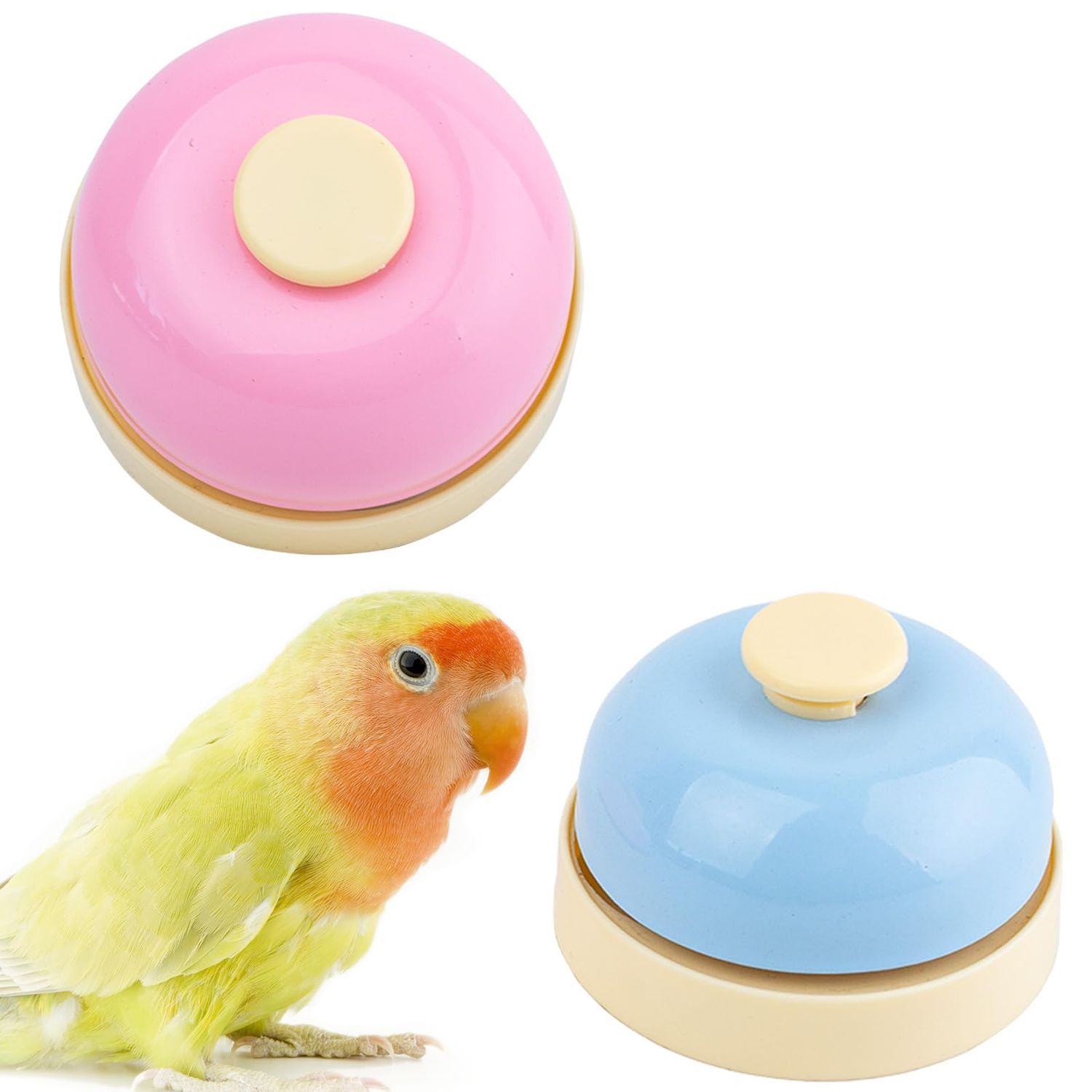 FlidRunest Bird Bell Toys, 2 Pack Parrot Training Bell, Bird Tell Bell, Pet Training Bell Toy, Bird Stainless Steel Bell for Parrots, Parakeets, Conures, Cockatiels, Dogs