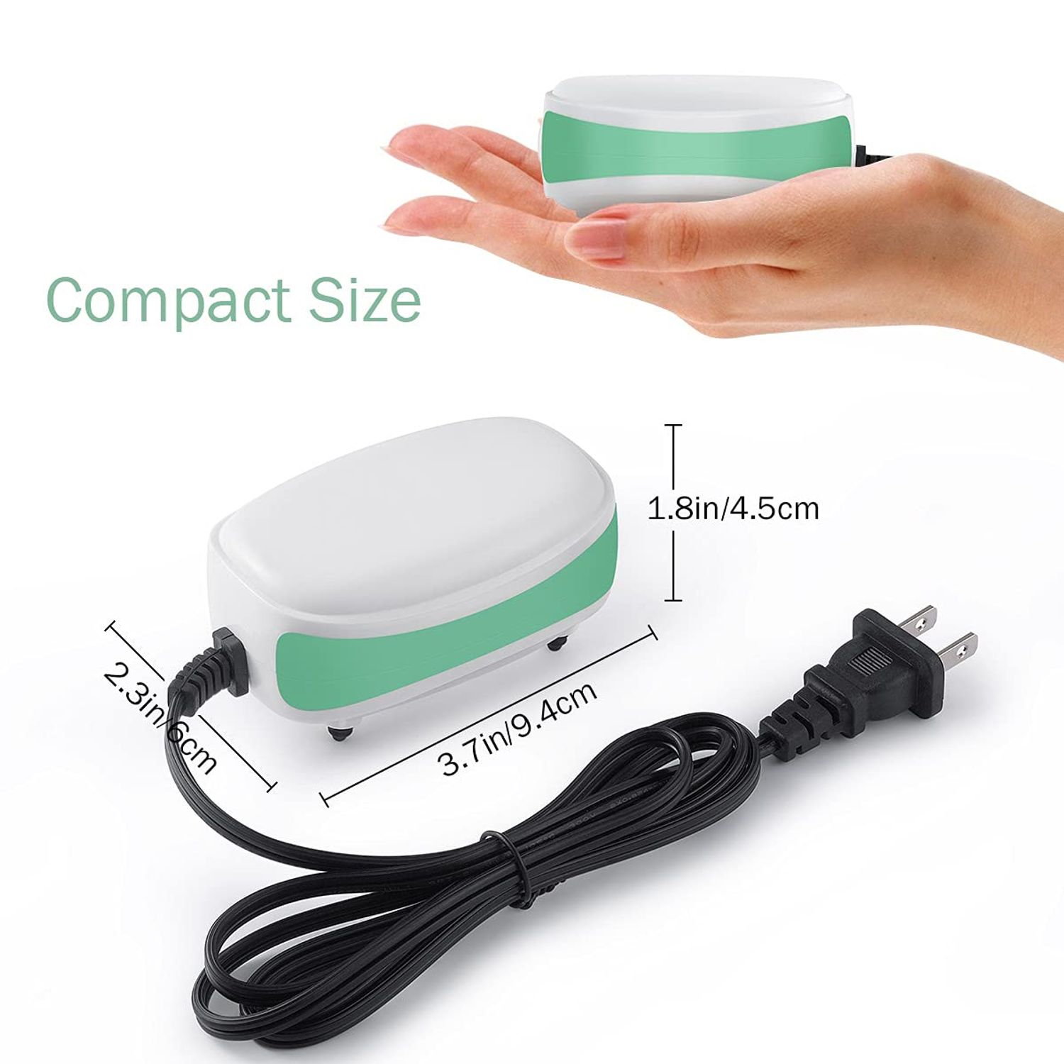 FEDOUR Aquarium Air Pump,1 Outlet Whisper Adjustable Fish Tank Aerator, Quiet Oxygen Pump with Accessories (Single Outlet)