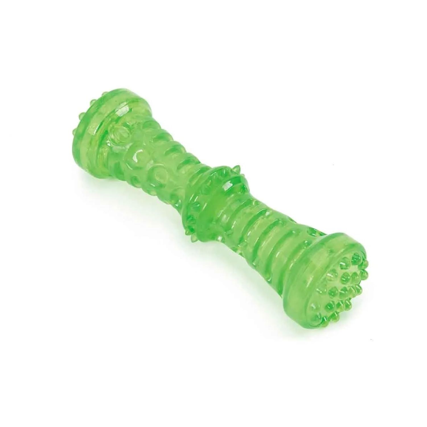 MPP Durable Dog Toys Toss Fetch Stick Chew Squeaker 7 Inch Dental Health Gum Massage (Green)
