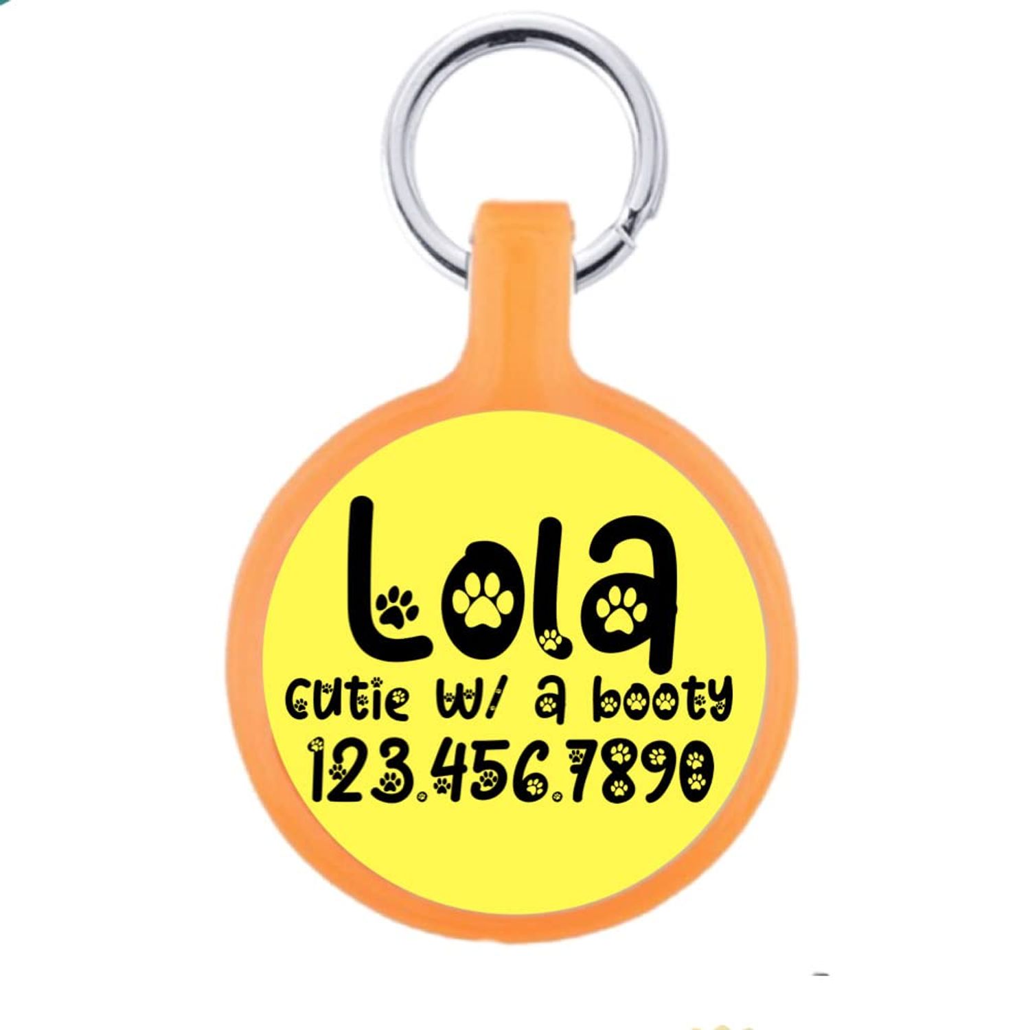 Paw Print Text Quiet & Lightweight Eco-Friendly Pet ID Tag