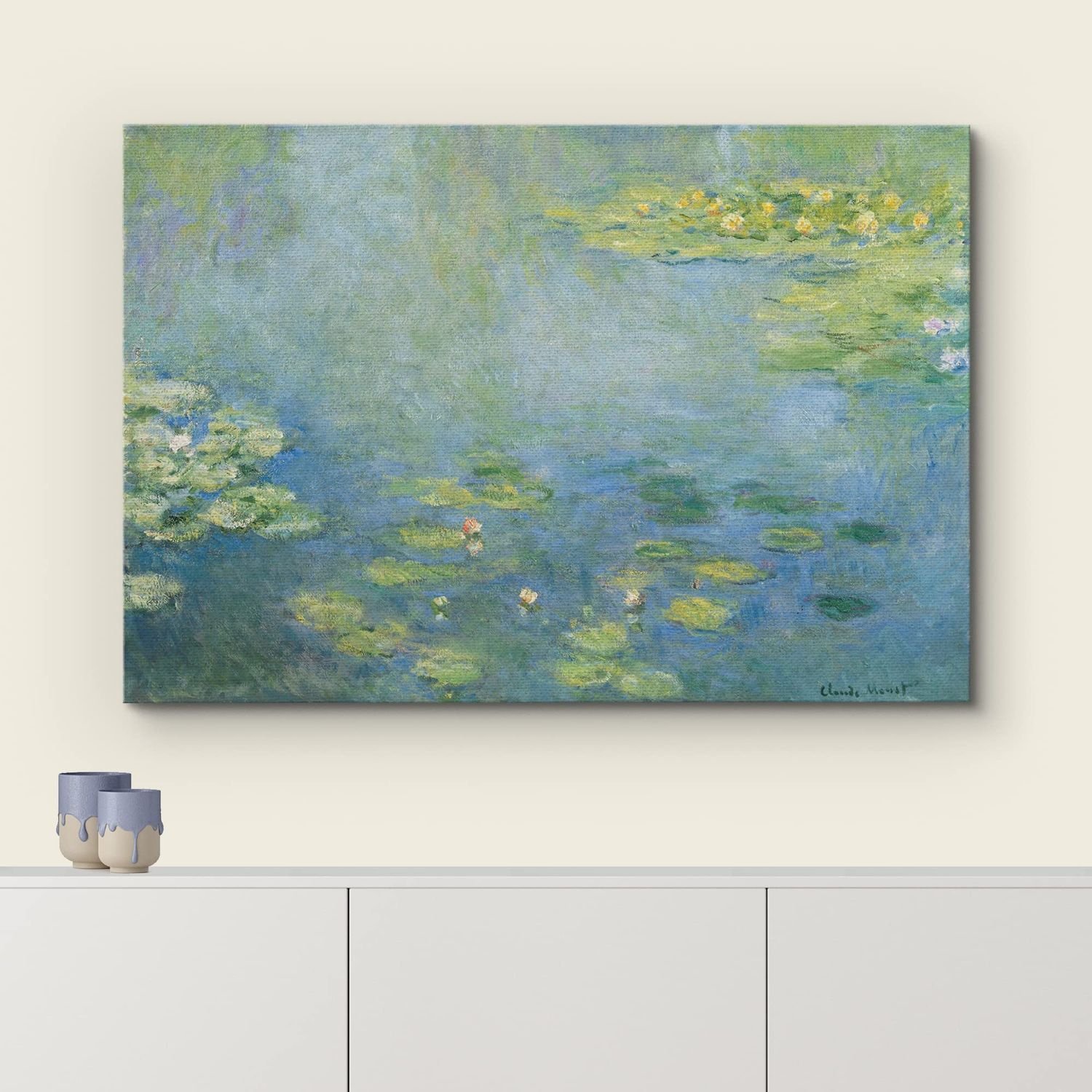 wall26 Canvas Print Wall Art Water Lilies by Claude Monet Historic Cultural Illustrations Impressionism Scenic Colorful Multicolor for Living Room, Bedroom, Office - 32"x48"