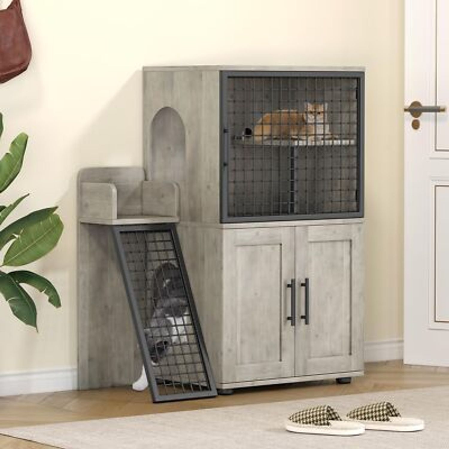 Cat Litter Box Enclosure w/Platform ,Hidden Cat Litter Box Cat House Furniture