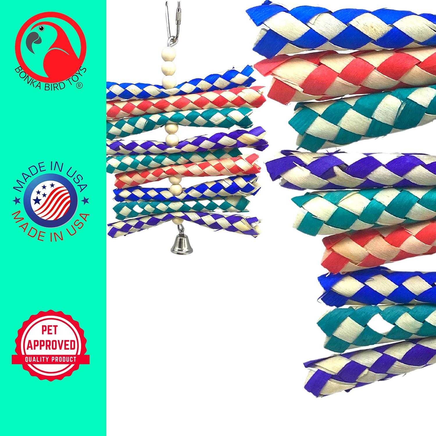 946 Shredburst Bonka Bird Toys Colorful Bamboo Wood Chew Parrot Parrotlet Cockatiel Budgie Finch Parakeet