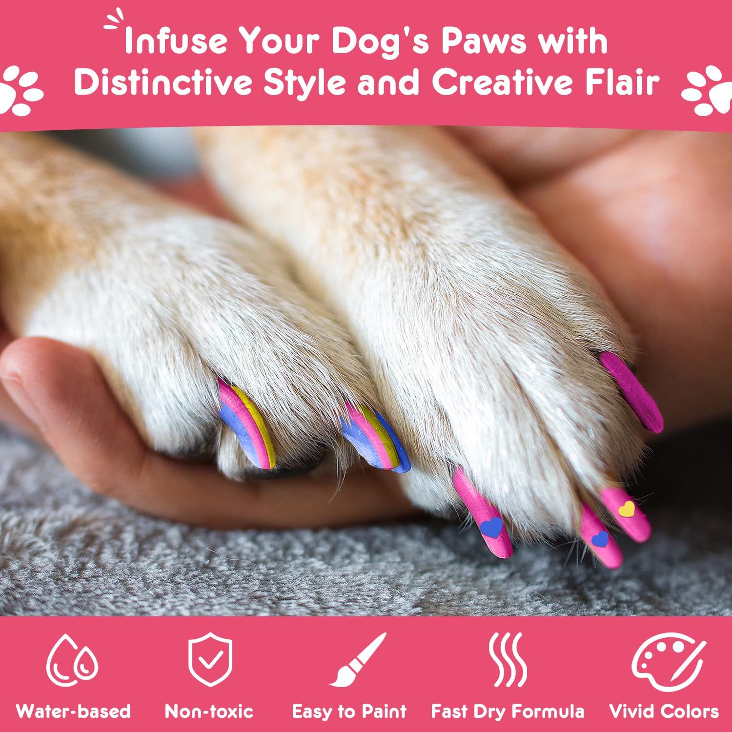 Dog Nail Polish Pens Quick Dry - 7 Colors Pet Nail Polish Set for Dogs, Dog Safe Easy Application Nail Polish Pens for Dog Nail Art, Fast Dry Girl Doggy Nail Polish - Great Puppy Nail Pawlish Set