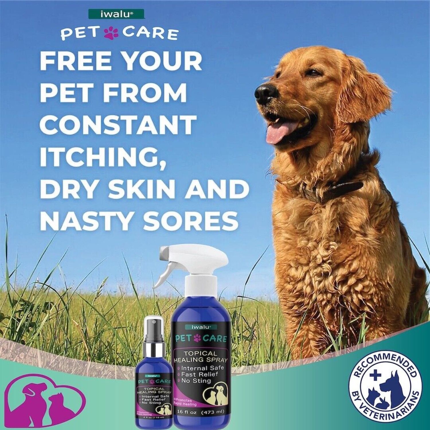 CAT FLEA TREATMENT ITCH RELIEF HEAL & SOOTHE Lick Safe, Pets Love It, SHIPS FREE