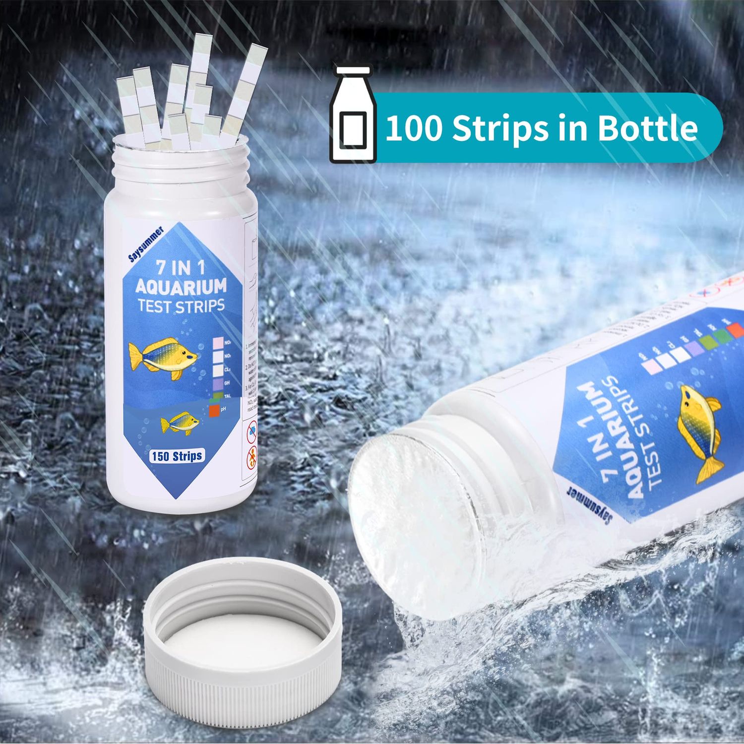 Aquarium Test Strips for Fish Tank: 7-Way 150 Strips Aquarium Water Test Kit Freshwater Saltwater Testing pH Nitrate