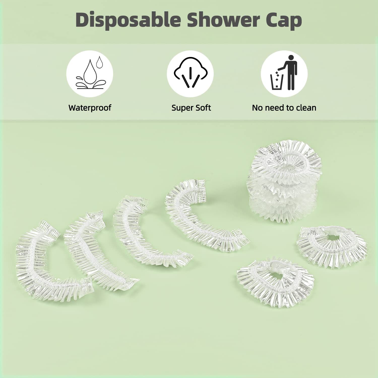 Shower Caps, MORGLES 100 PCS Clear Plastic Hair Caps Waterproof Disposable Shower Caps Plastic Hair Bath Caps Shower Caps Bulk for Women Hair Salon Home Use
