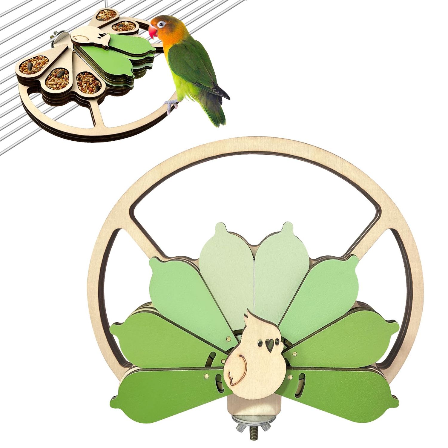 LUKHMELF Bird Toys,Foraging Toys for Birds,Parrot Training Interactive Toys,Wooden Bird Perch,Bird Cage Accessories for Conure Cockatiel Parakeet Budgies Lovebird Parrotlet