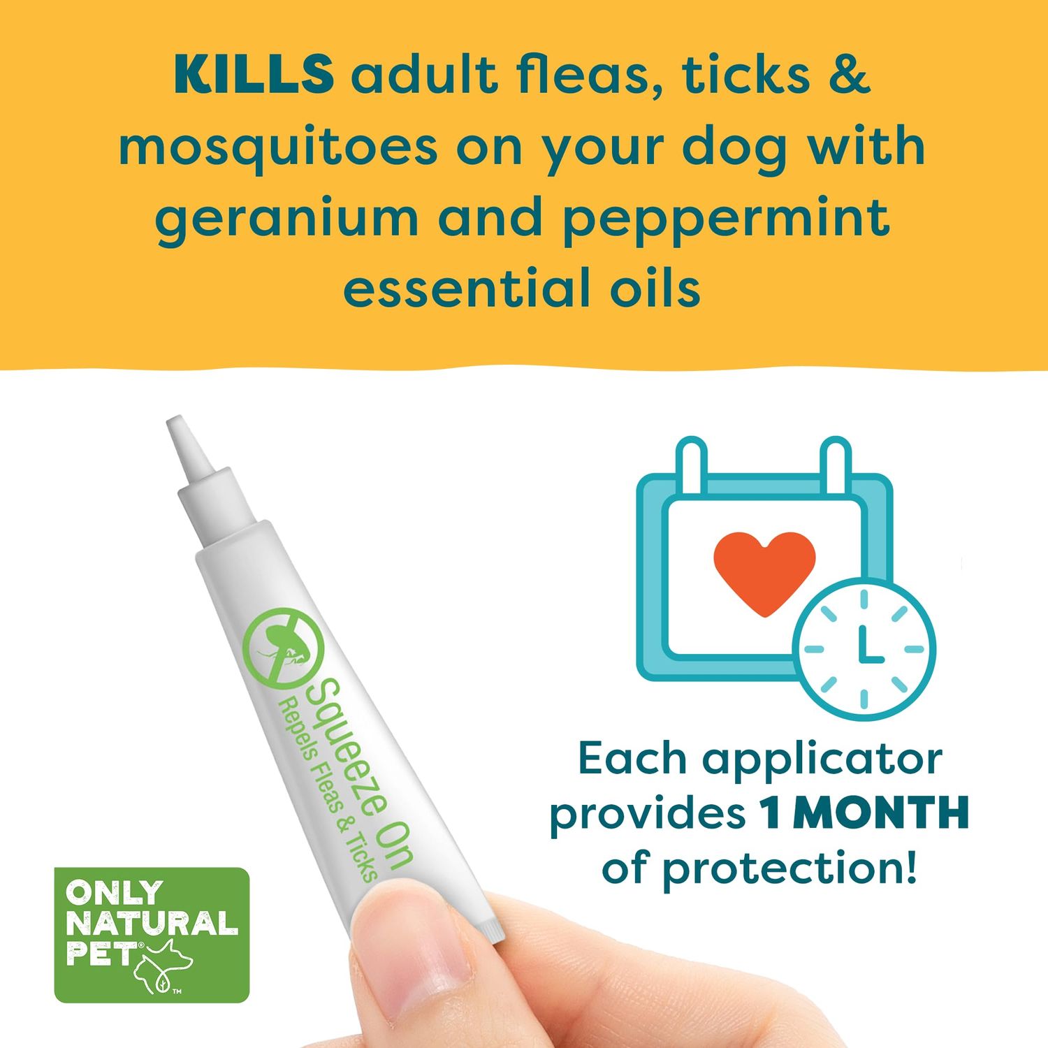 Only Natural Pet EasyDefense Flea & Tick Prevention for Small Breed Dogs (up to 15 lbs) - Natural Herbal Control, Squeeze-On Drops - Protects up to 3 Months (Single Applicator per Month Supply)