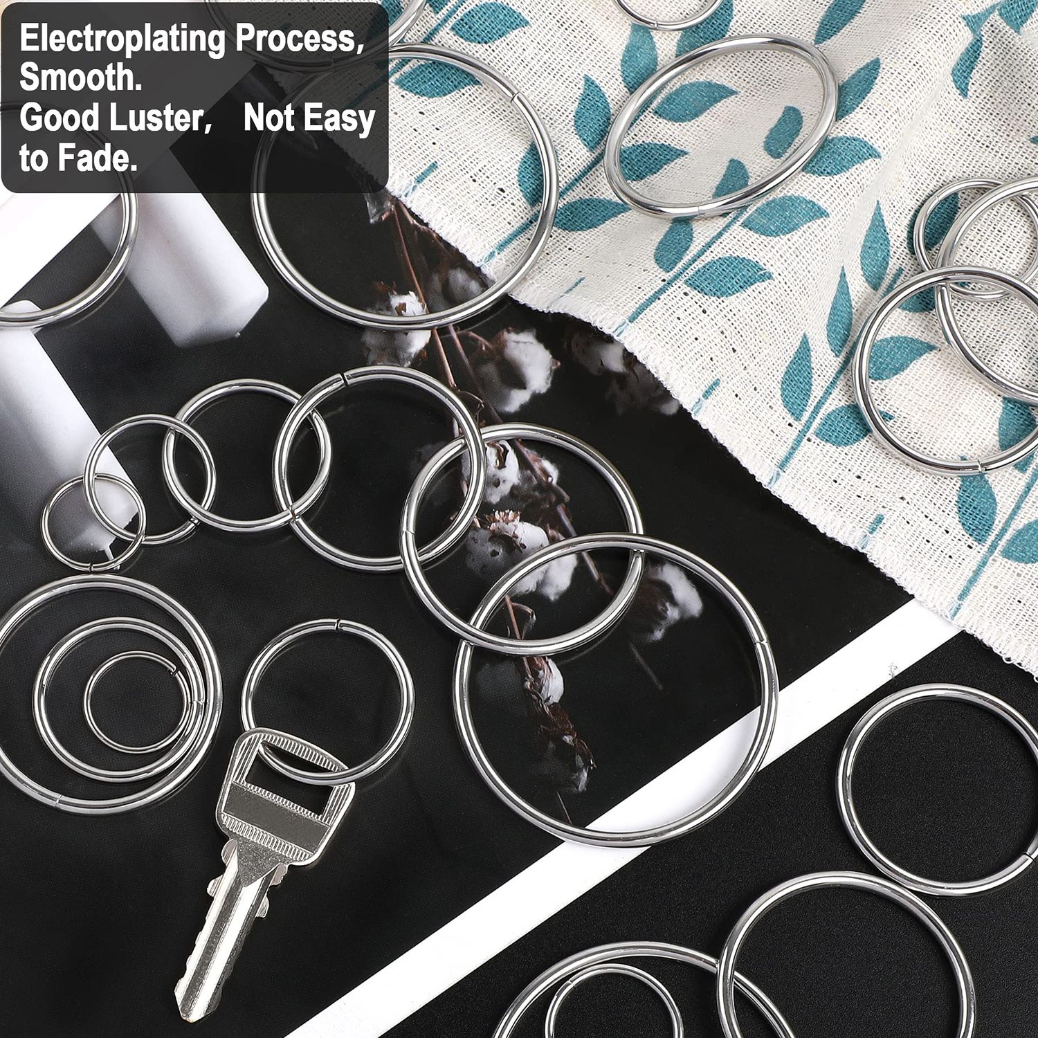PETKNOWS 90Pcs 6 Sizes Silver Metal O Rings Multi-Purpose Heavy Duty Round Ring for Hardware Bags Belts Dog Leashes Hanging Basket DIY Craft Supplies, 15mm, 20mm, 25mm, 32mm, 38mm, 50mm