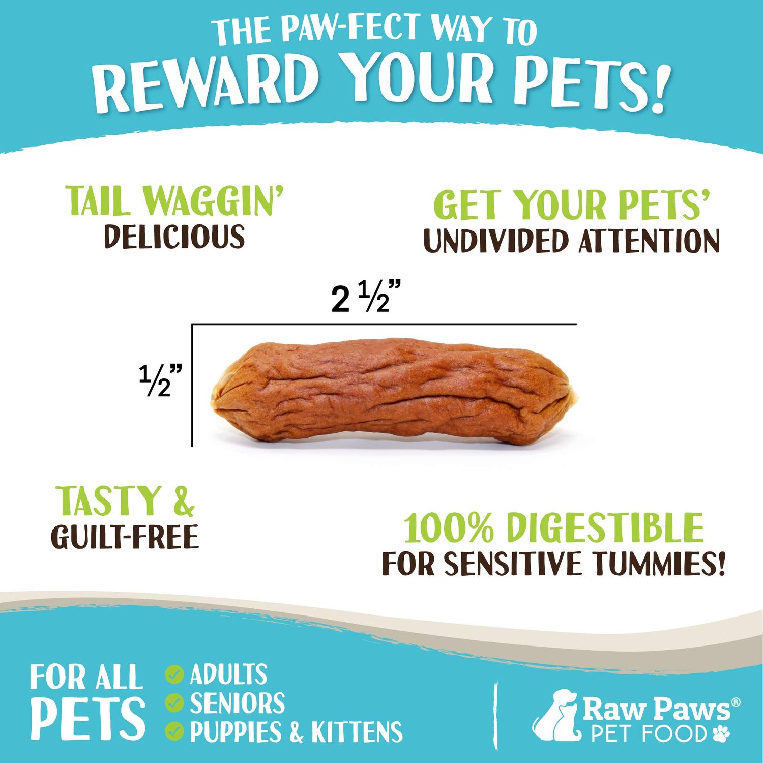 Raw Paws Grain-Free Soft Sausage Treats for Dogs & Cats - Chicken Recipe, 6-oz - USA Chicken Sausage Dog Treats - Soft Chicken Treats for Dogs & Cats - Chicken Dog Sausage Links - Dog Sausage Treats