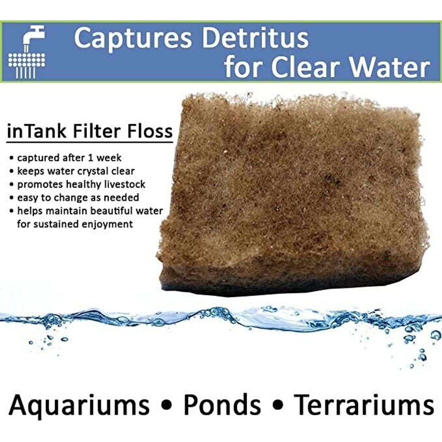 10-FT ROLL BLUE BONDED AQUARIUM FILTER MEDIA PAD 12" X 120" FILTER FIBER FLOSS