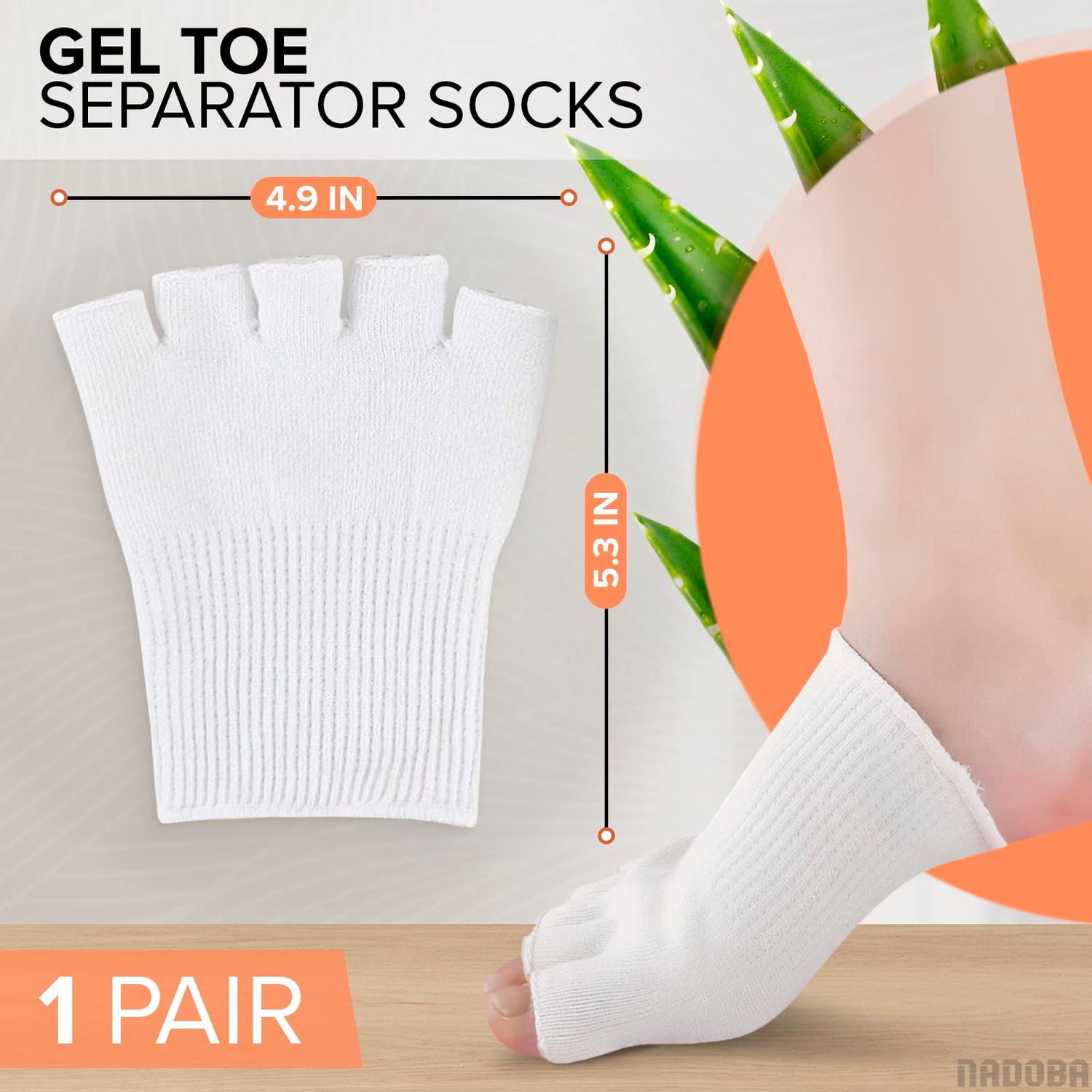 Gel Toe Separator Socks for Women – Pain Relief, Comfortable for Bedtime, Gel Toe Separators for Women Pedicure & Moisturizing, Fits US Sizes 6-10, Soft Cotton, Long-Lasting Design