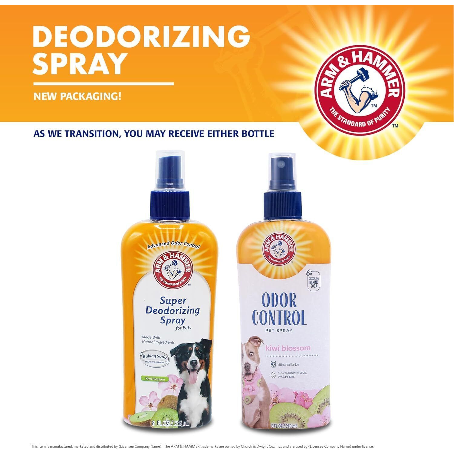 Arm & Hammer Dog Deodorizing Spray - Odor Eliminator, Kiwi Blossom Scent, 8oz