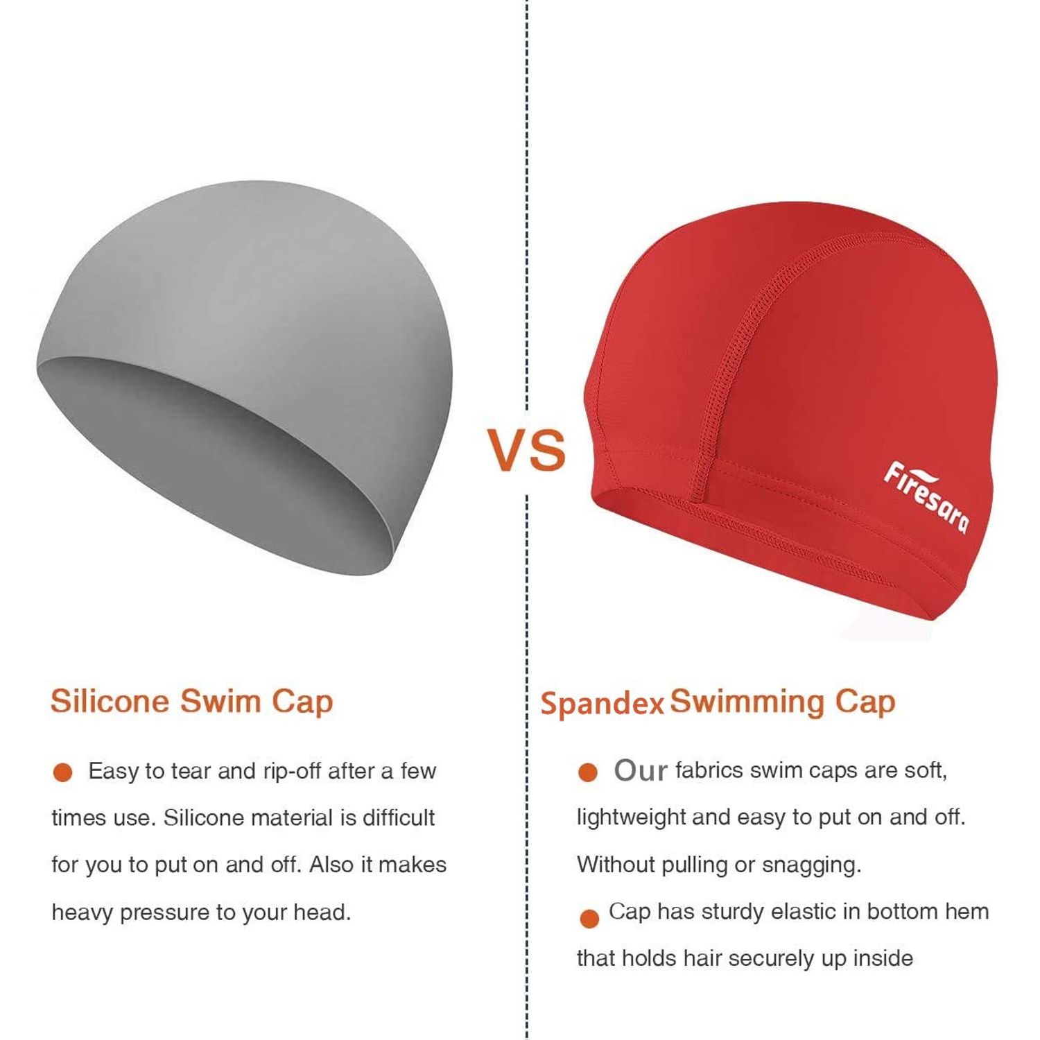 Firesara Fabric Swim Cap, High Elasticity Swimming Cap Keeps Hair Clean Breathable Fit Both Long Hair Short Hair, Swim Caps Woman Girls Men Kids One Size Hat
