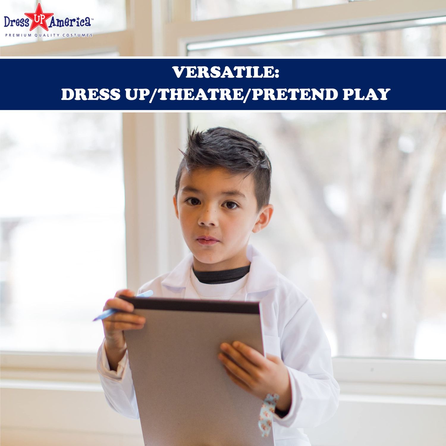 Dress Up America Lab Coat for Kids - Doctor's White Lab Coat Costume for Girls and Boys - 3/4 Length Lightweight Lab Coat (Toddler 2)