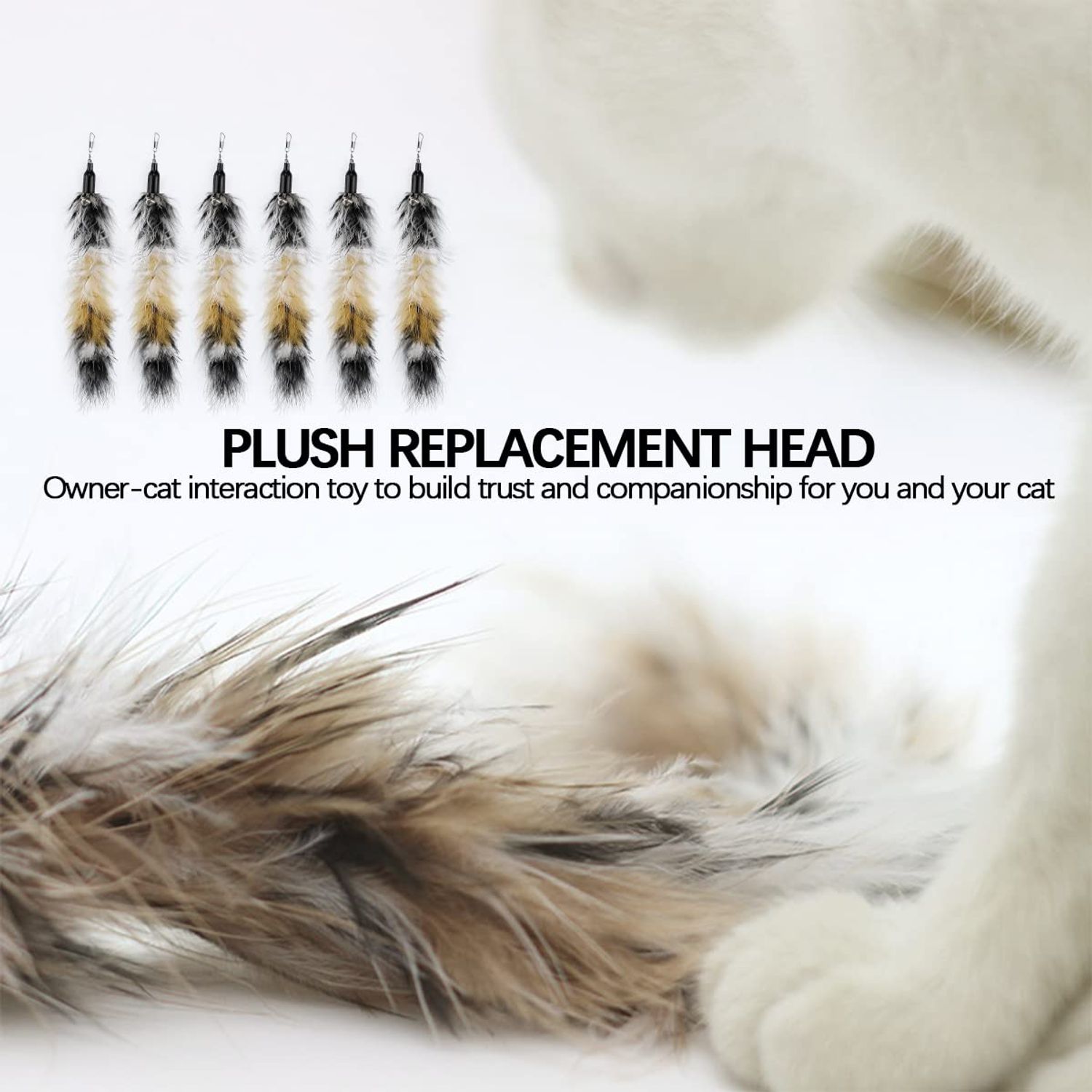 YOLUFER 6 PCS Replacement Plumes Interactive Cat Toy Refills Cat Toy Wand Replacement Teaser Refills for Cat Kitty Toys