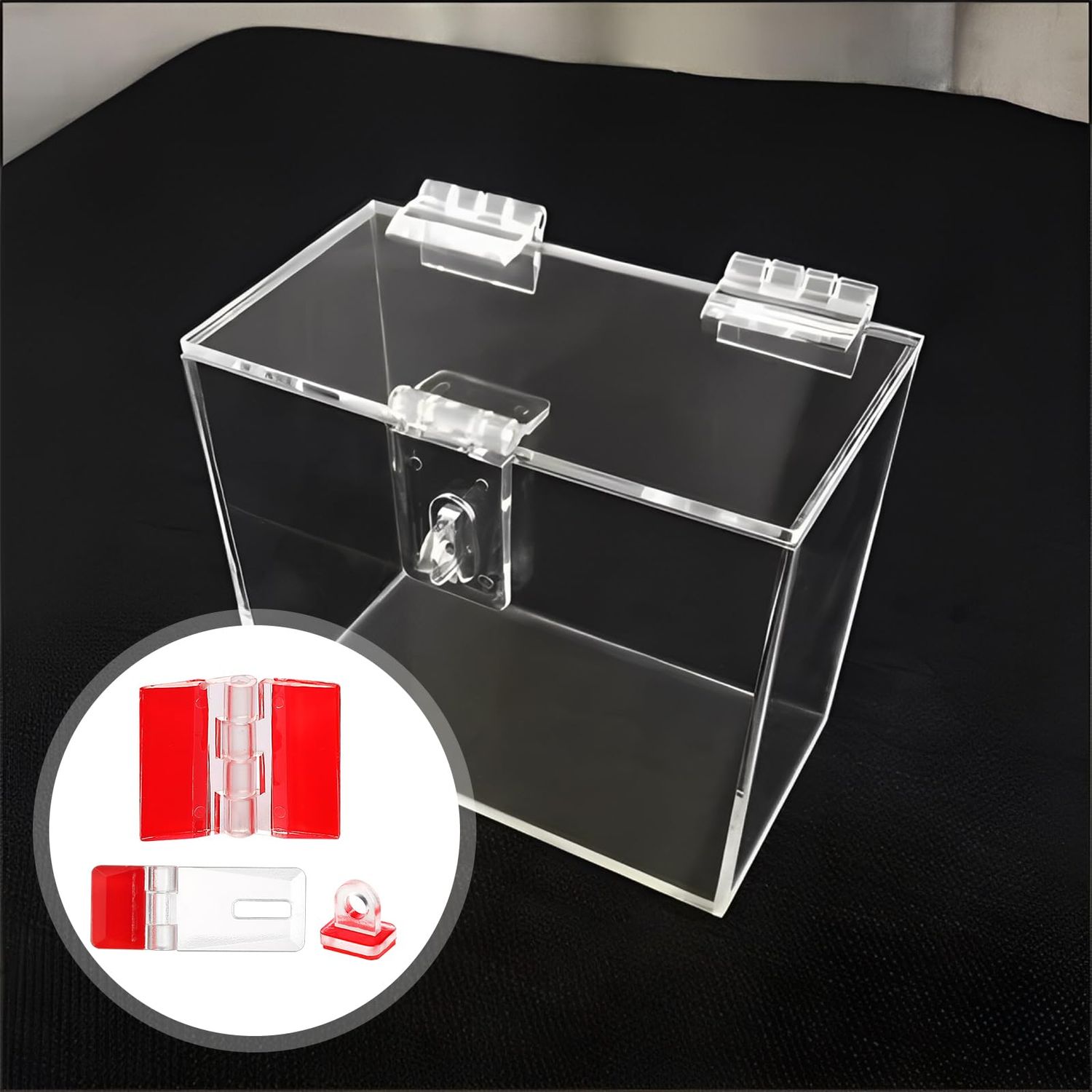 Acrylic Hinges and Self-Adhesive Latch Buckles Kit, Self-Adhesive Plastic Hinge for Crafts, Transparent Continuous Piano Hinge for Aquarium, Cabinets, DIY Clear Containers, Acrylic Box