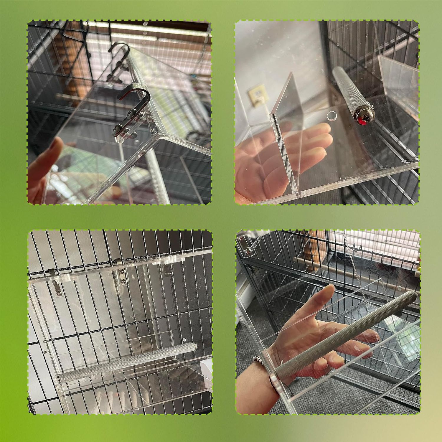 Bird Cage Feeder, No Mess Bird Feeder for Cage, No Spill Automatic Bird Feeder for Cage Mess Free Bird Feeder for Parakeet Parrot Cockatiels Lovebirds Bird Cage Seed Feeder 5.1Inch