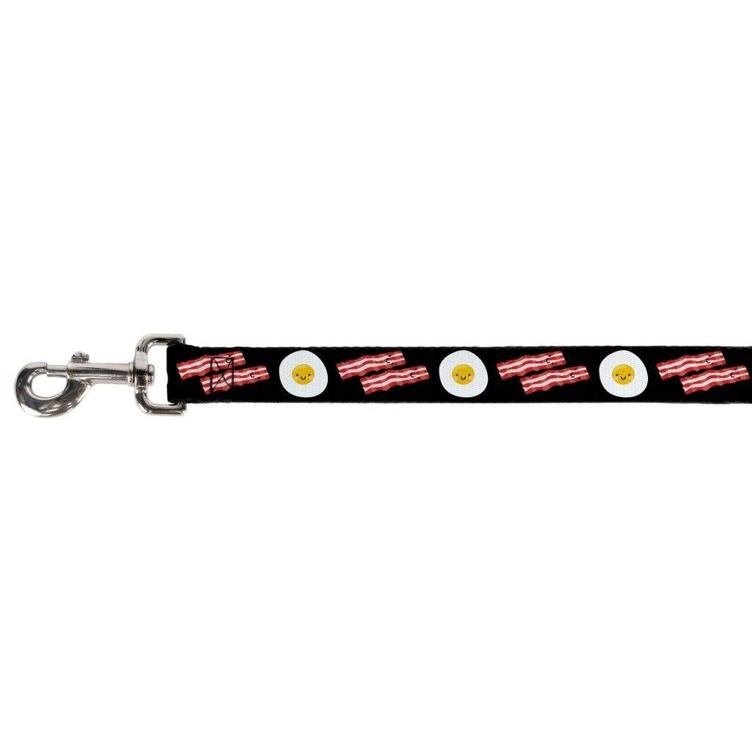 Dog Leash Bacon Eggs Black 6 Feet Long 1.5 Inch Wide