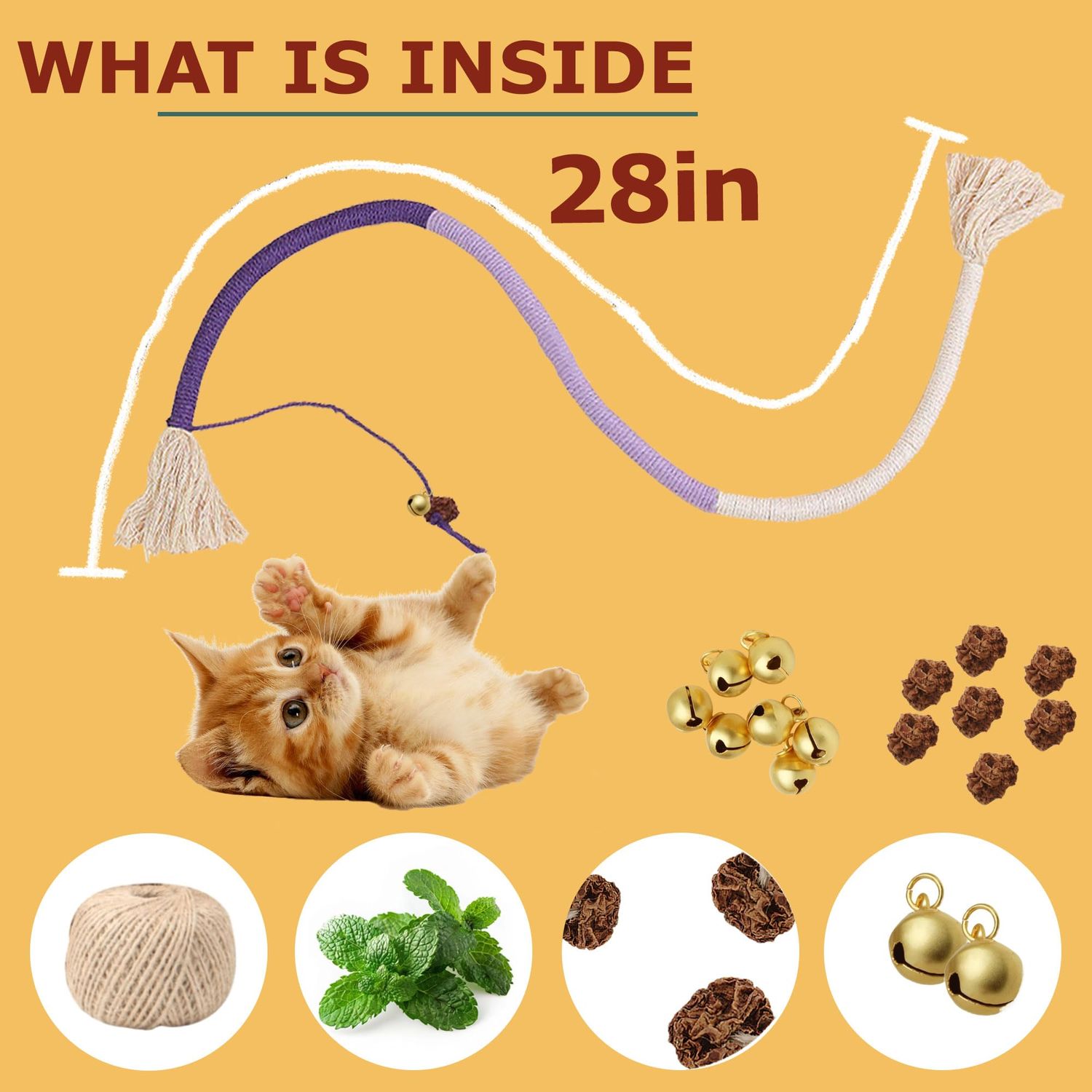 Leoezx™ Sisal Rope Cat Toys (3PCS), Cat Chew Teeth Toys, Interactive Cat Teething Toys, Cat Tooth Cleaning, Cat Bell Toys