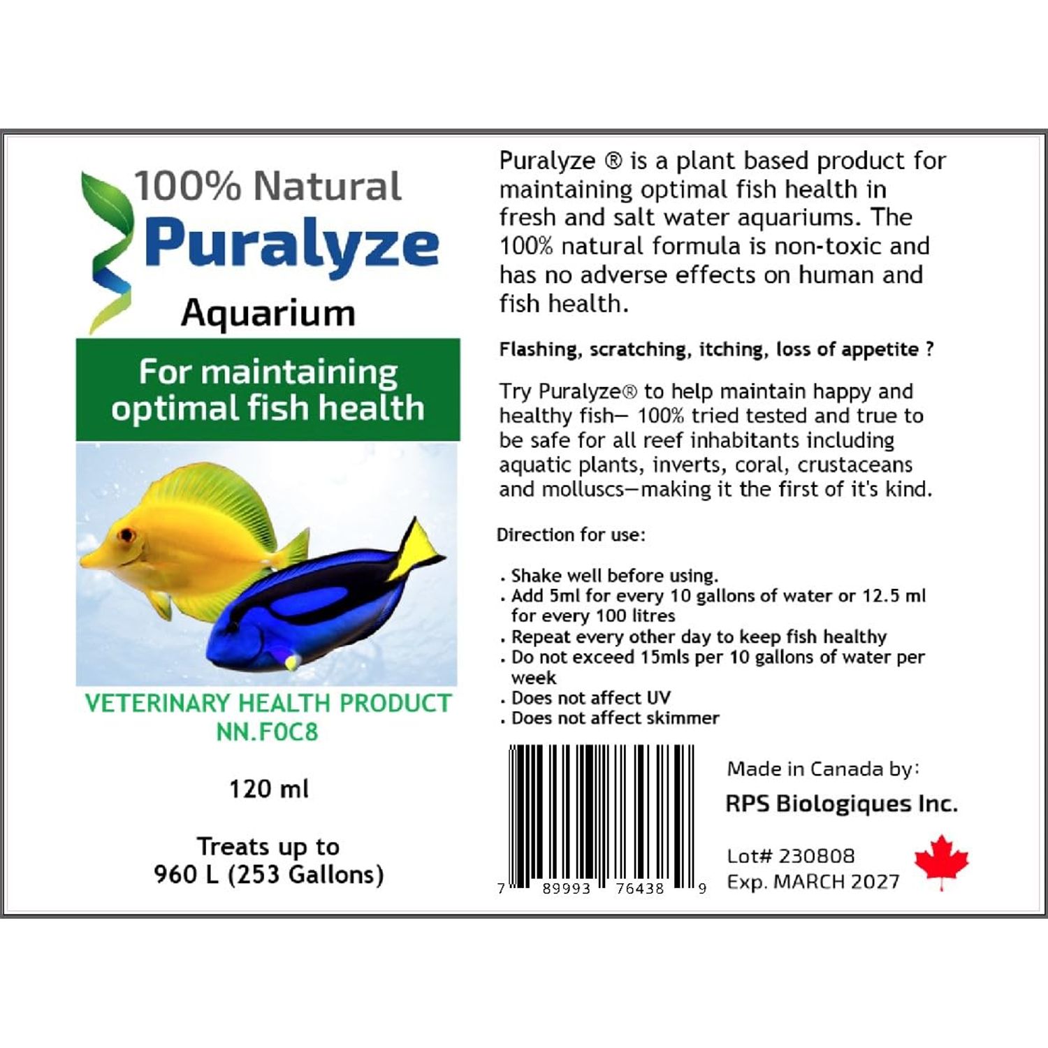 Puralyze, Fish Health Product for Saltwater Aquariums