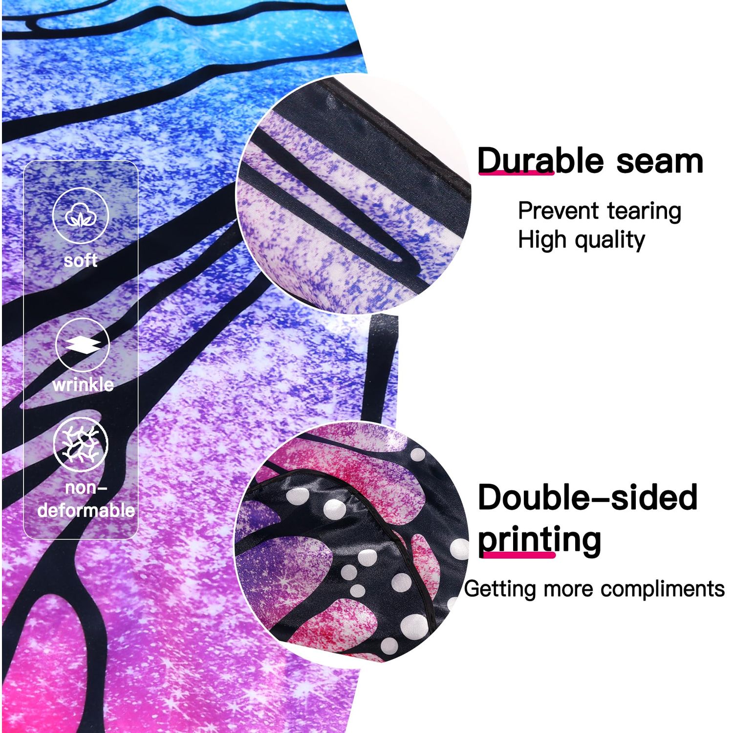 D.Q.Z Double-Sided Fairy Butterfly-Wings Costume for Girls Kids Dress-Up Halloween Costumes Mask Headband as Gifts (Starry Purple)