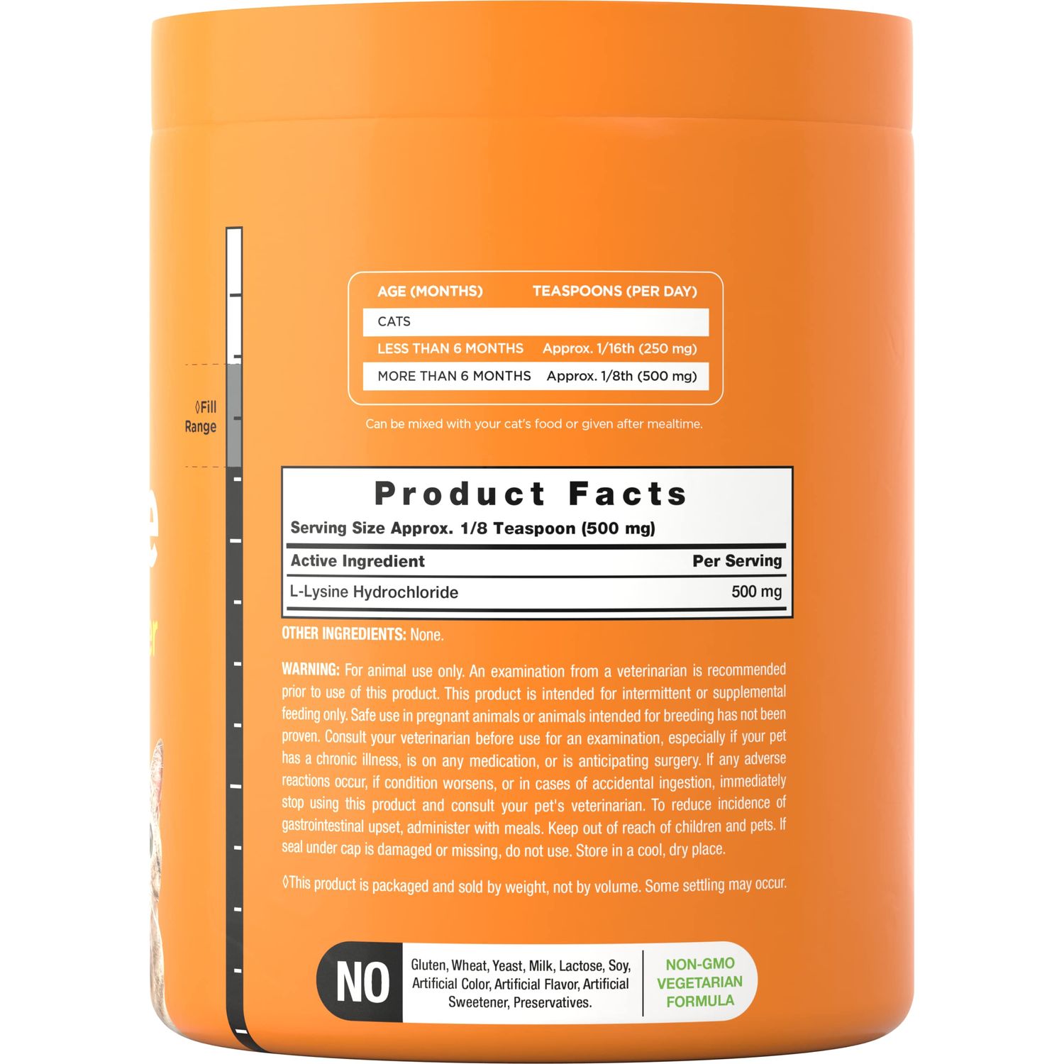 Horbaach L-Lysine Powder for Cats 500mg | 12oz | Cat Health Supplement | Non-GMO, Vegetarian Formula | by River & RULA