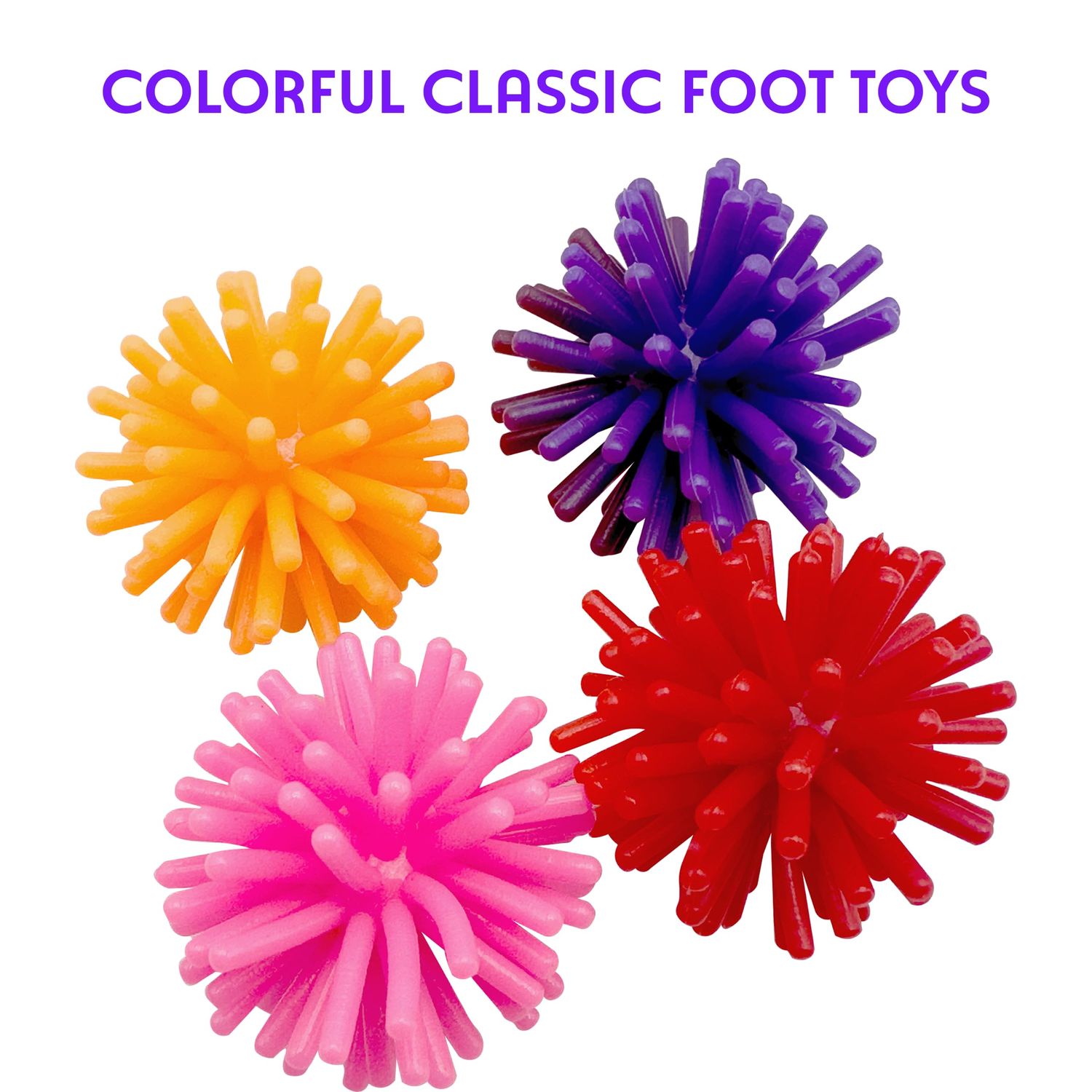 Mandarin Bird Toys by M&M 2142 Pk24 Rainbow Spike Balls - Classic Rubber Bird Foot Toys, Soft Spikes, Lighweight, Fun to Grab, Small Pets Budgie Cockatiel Lovebird Parrotlet