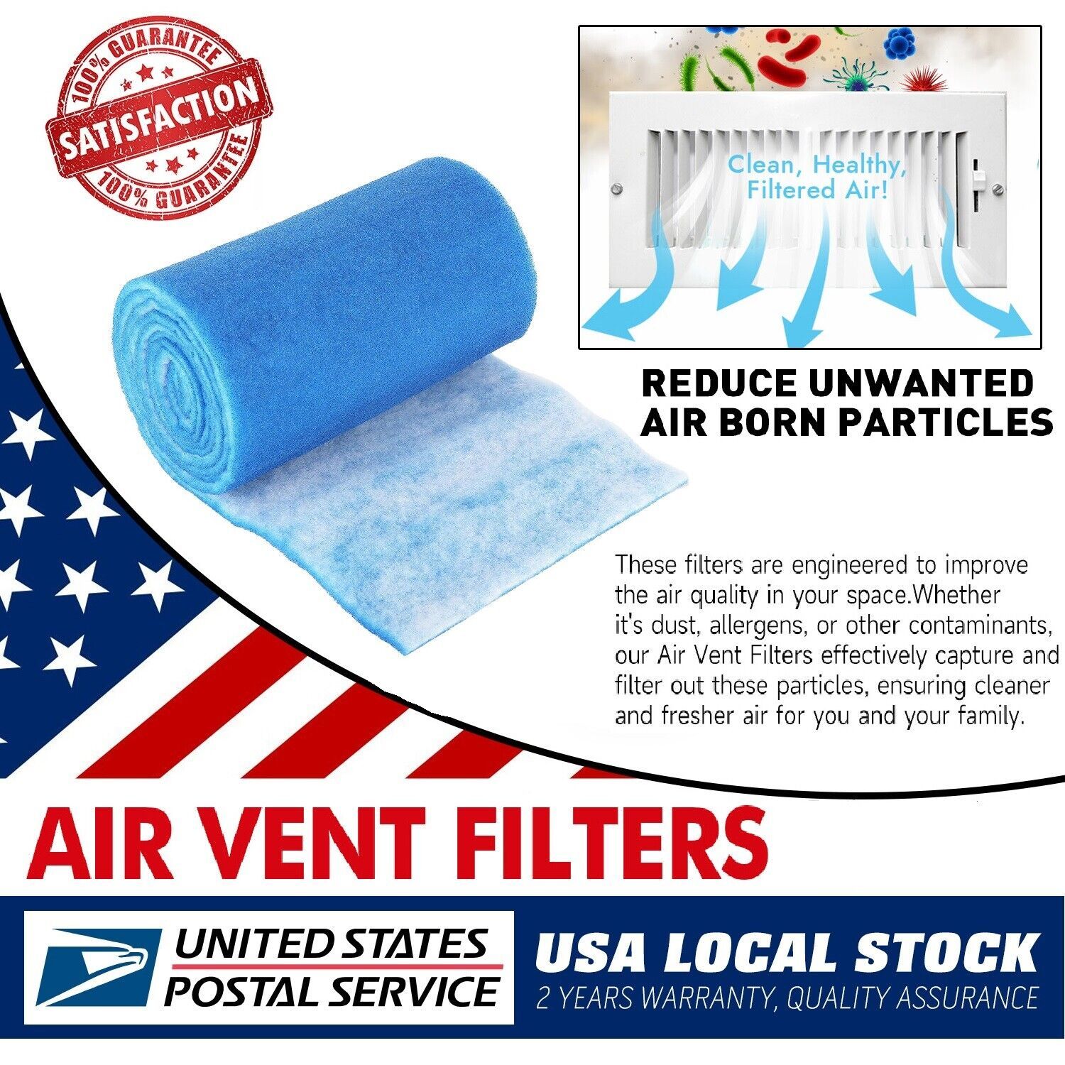 12" Blue White Bonded Aquarium Media Pad 140" x 12"  Fiber Floss Filter Material
