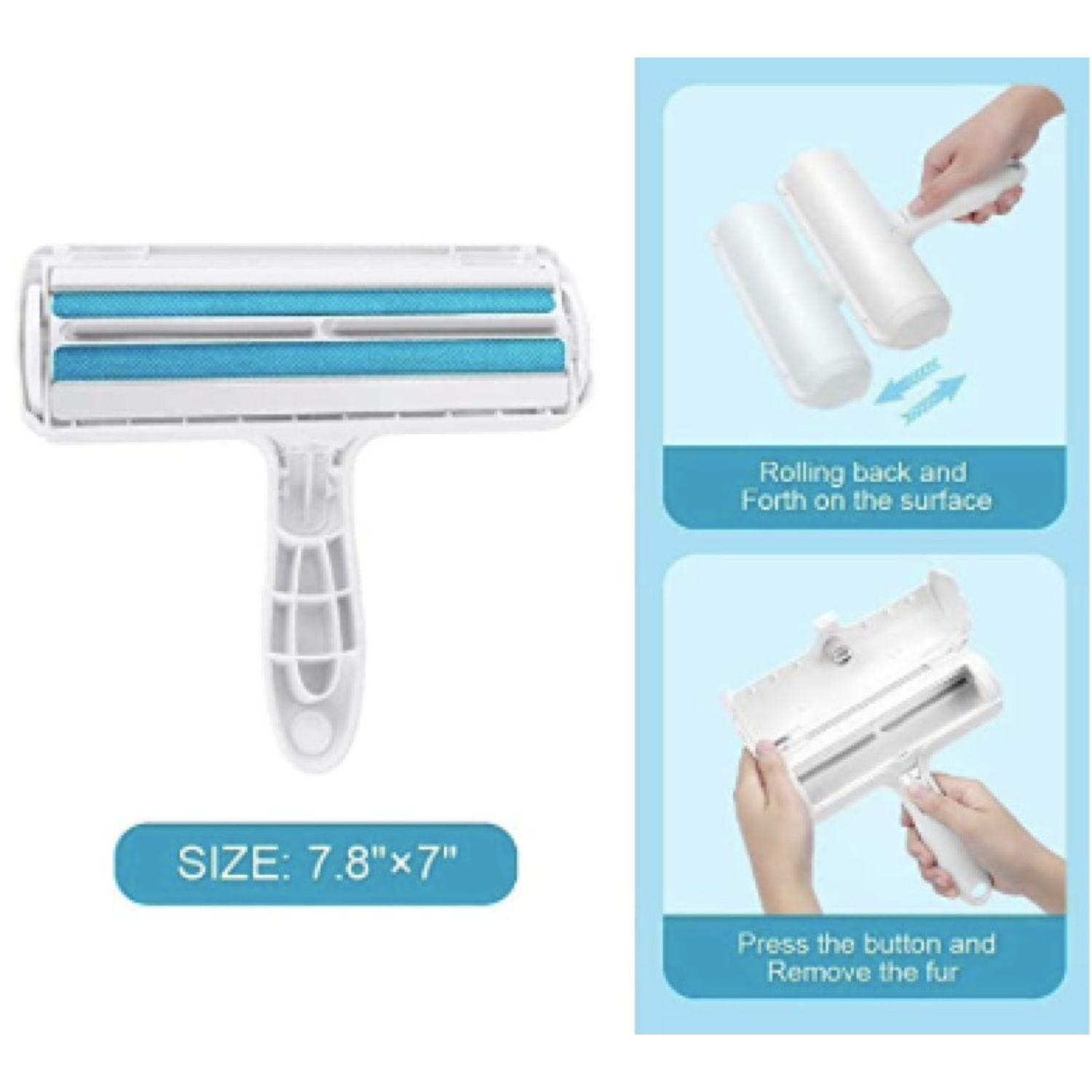 New, 1pc Pet Hair Remover, Washable Reusable Lint Roller, for dogs and cats,Blue