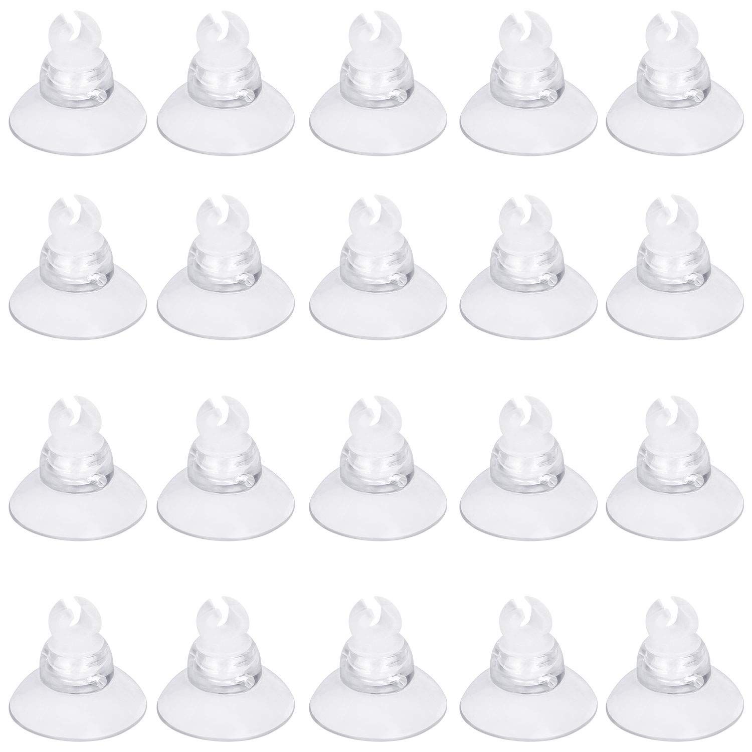 Pawfly 20 Pack Aquarium Suction Cups with Clips and Adjustable Zip Ties Cables Fish Tank Tools for Binding Moss Holding Airline Tubing Decorations Shrimp Nests and Reptile Hammocks