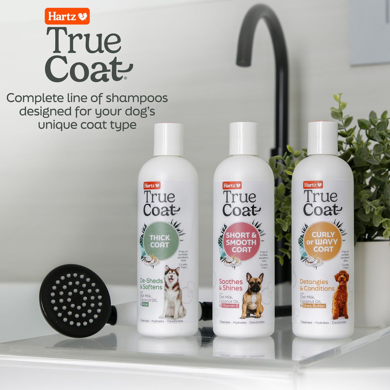 New! Hartz True Coat Short & Smooth Coat Specific Dog Shampoo, Soothes & Shines with Oat Milk, Coconut Oil & Vitamin E