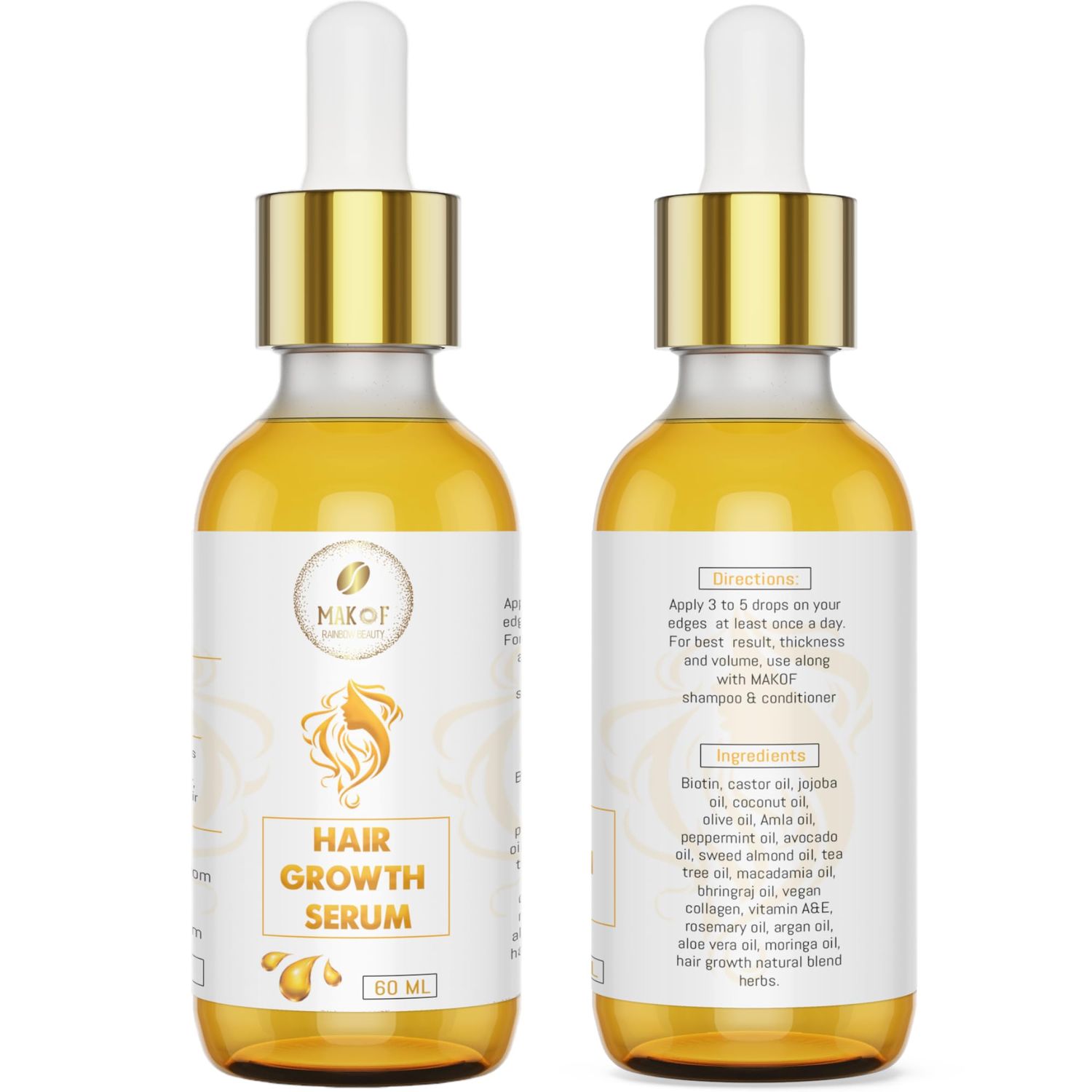 Edges Growth Serum. Great for loss of edges, edges loss from tight braids, wigs and glue. Formulated with naturals oils to regrow hair line, Increase Hair Density around edges. over 52 herbs & oils.