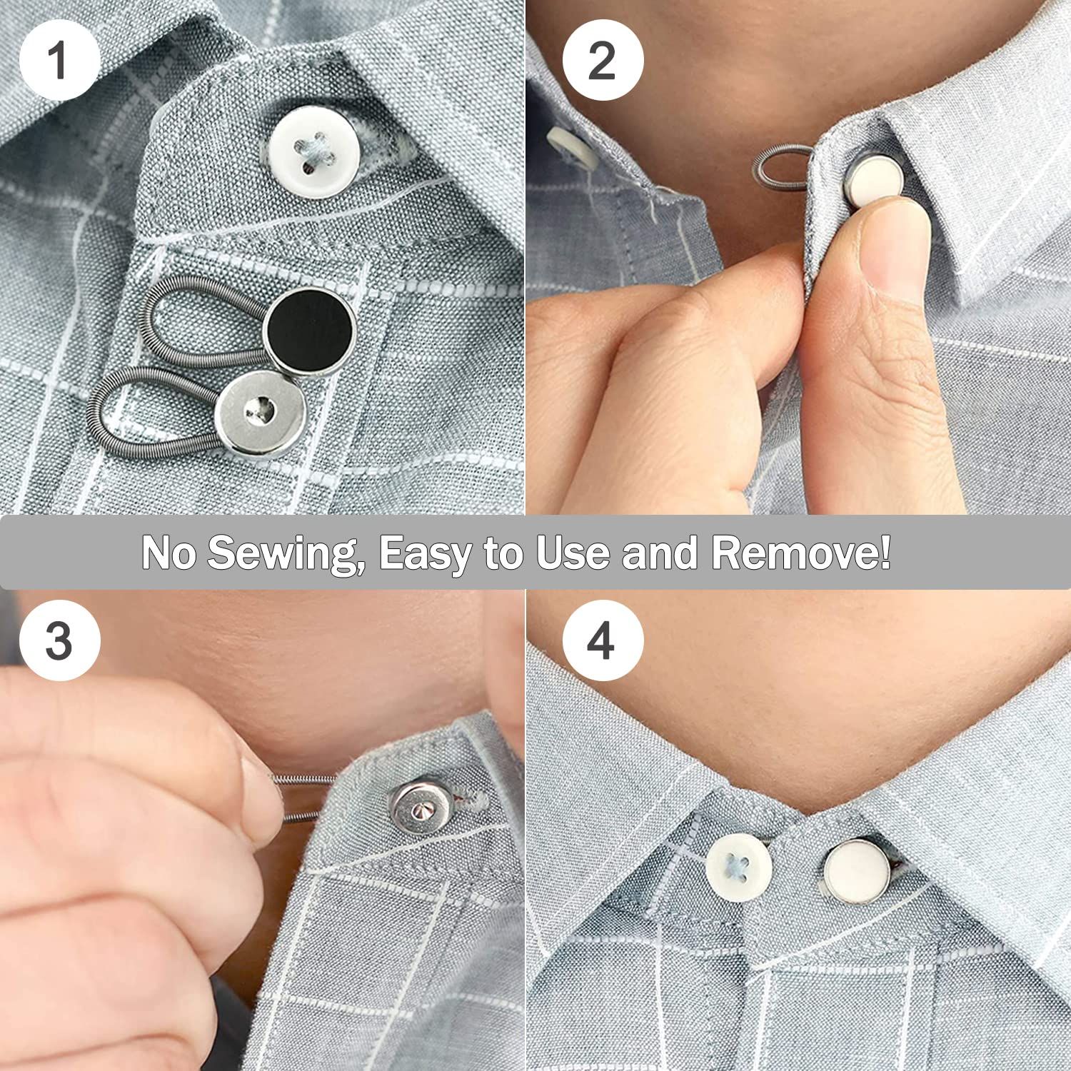24 Pcs Extender Button Set, Flexible Adjustable Elastic Waist Extender Button, Invisible Collar Neck Extenders, No-Sew Extend Buttons for Women and Men's Pants Jeans Skirts Clothing Supplies