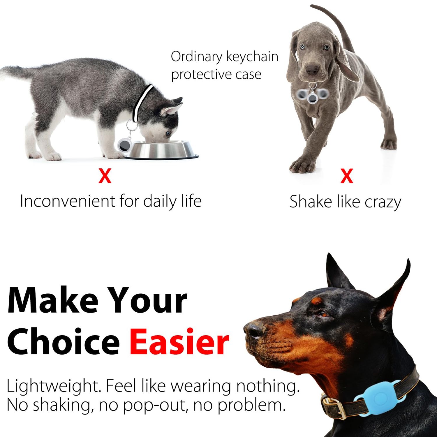 Silicone Dog Collar Holder for Tile Mate 2024 & 2022, 2 Pack Waterproof Protective Cover for Tile Tracker Pet Dog Cat (Luminous - Blue & Pink)
